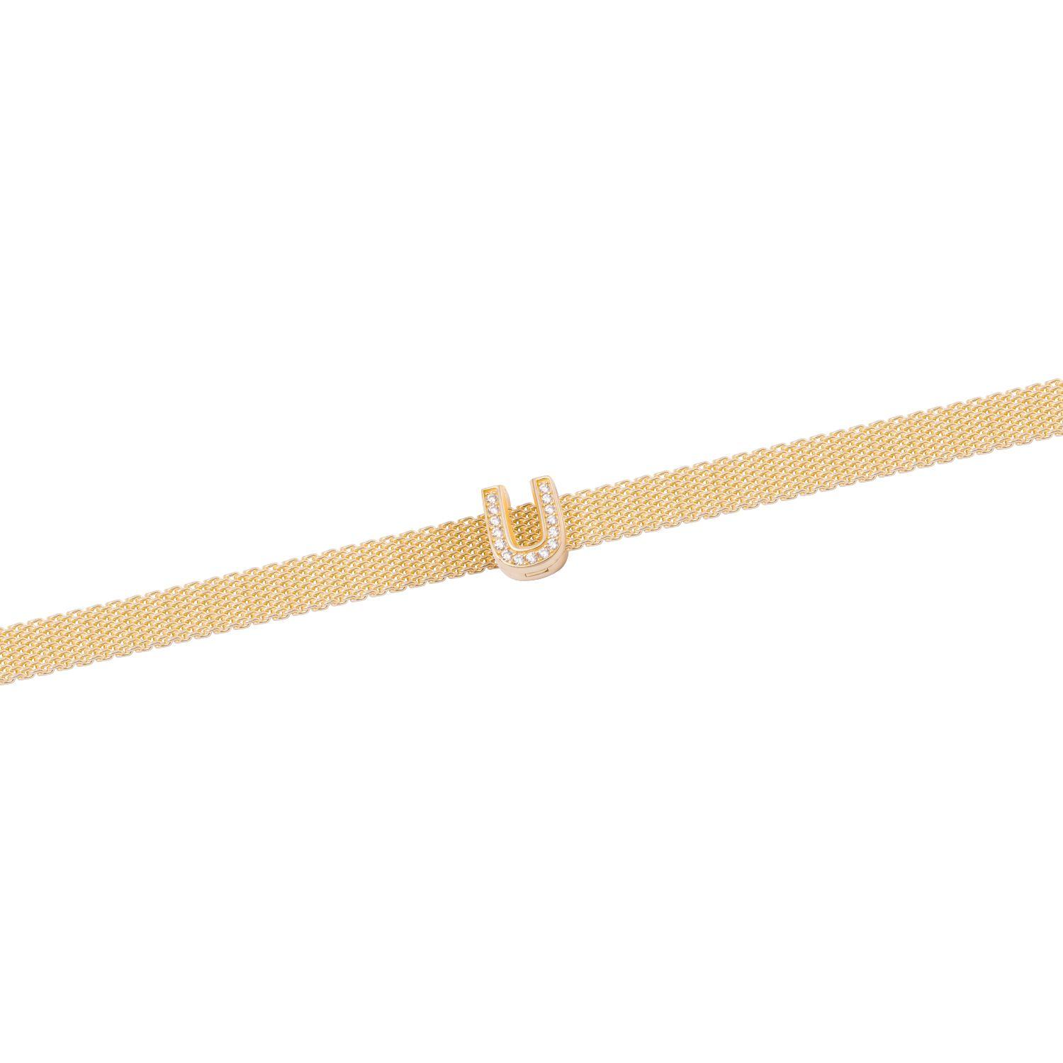Dije de Plata broche Letra U con Circonita Revestido en Oro 18kt-2