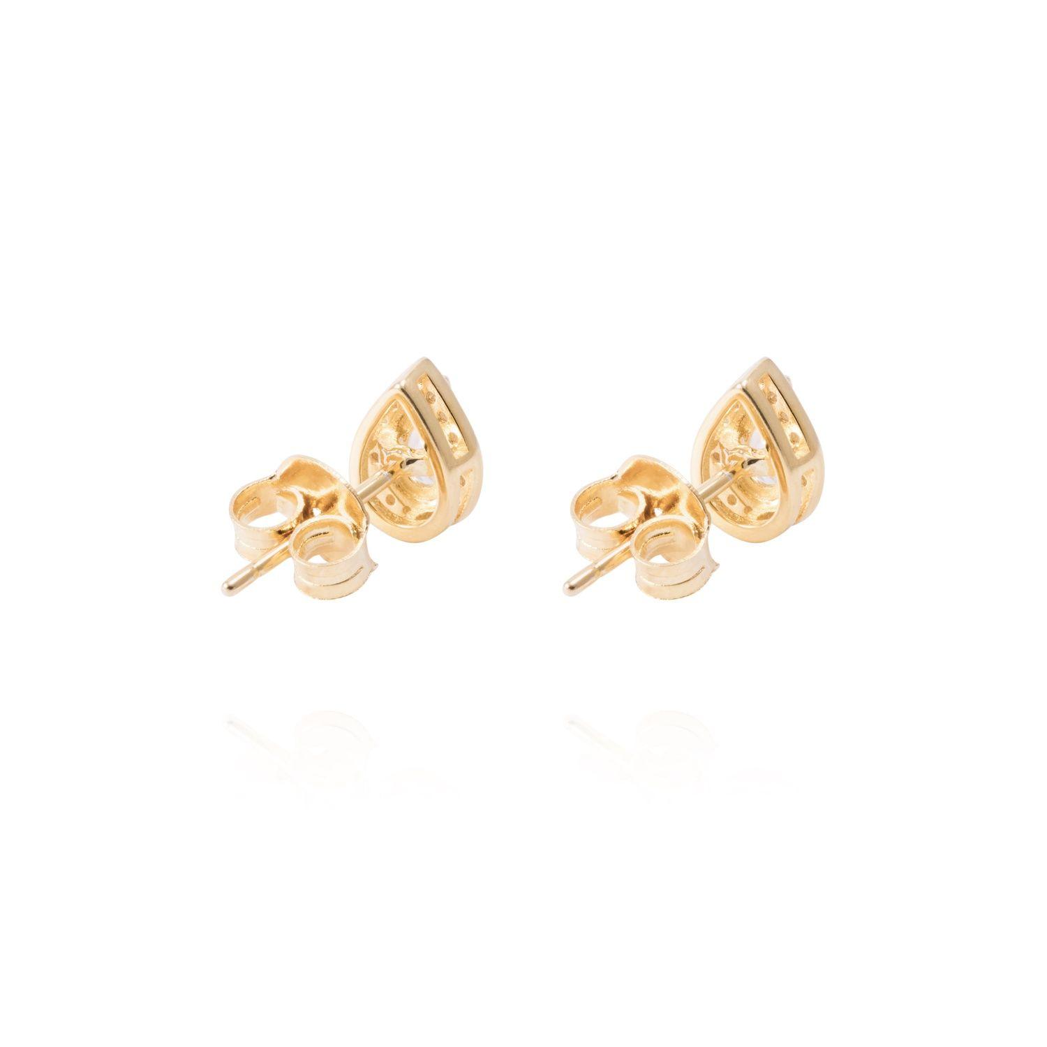 Aros de Plata Esterlina Gota de Agua con Circonita Revestido en Oro 18kt-2