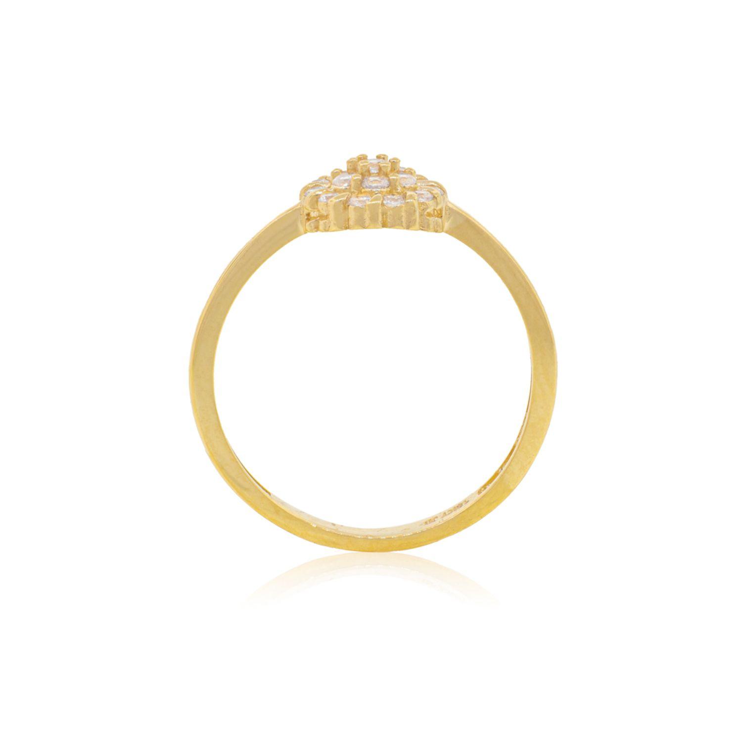Anillo Compromiso de Oro 18Kt Flor Roseta Grande Circon-1