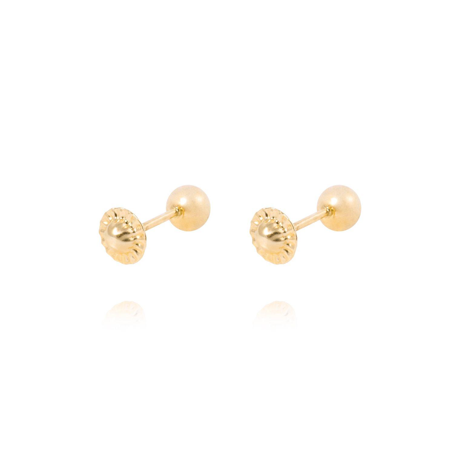 Aros de Oro 14kt Bolita Solida 4mm-2