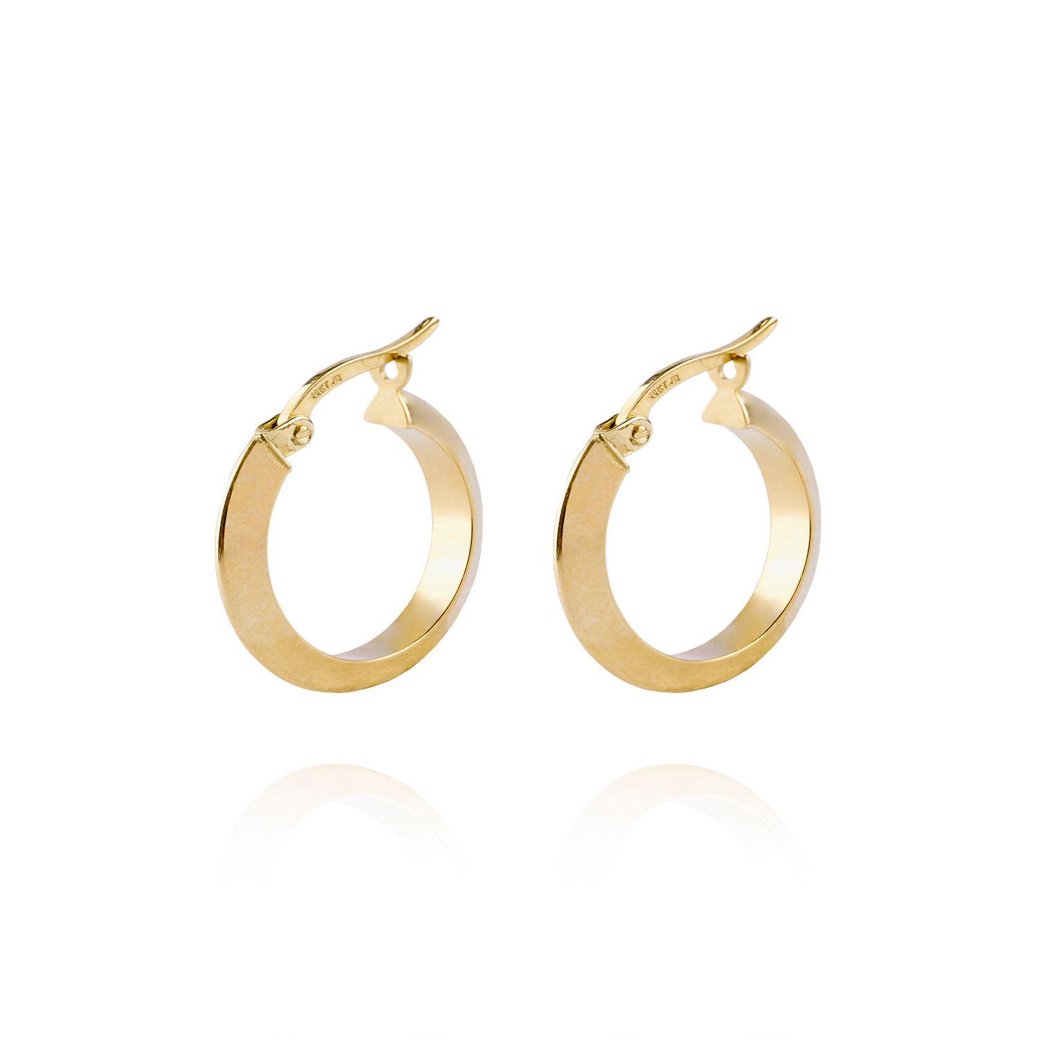 Aros de Oro 18kt Argollas tubo triangular-0