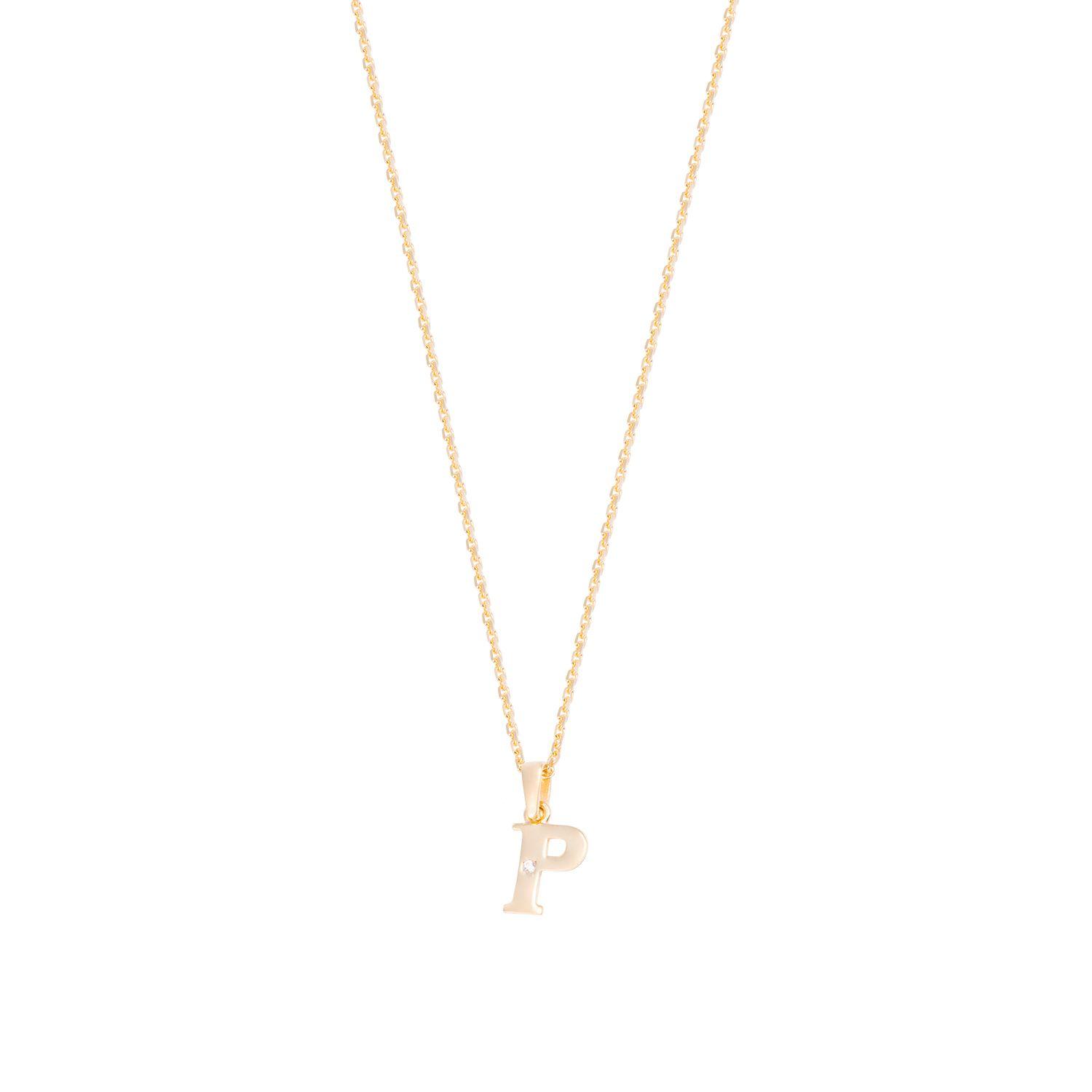Colgante de Oro de 18kt Circonitas letra P-2