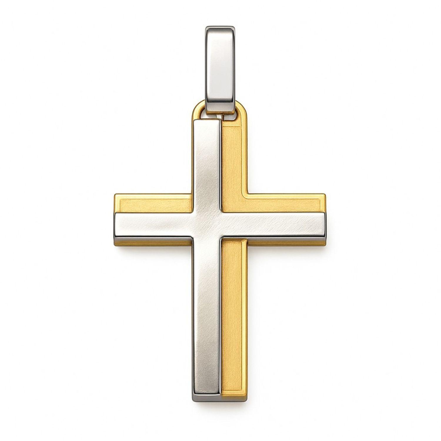 Colgante Oro 18kt Cruz Bicolor-2