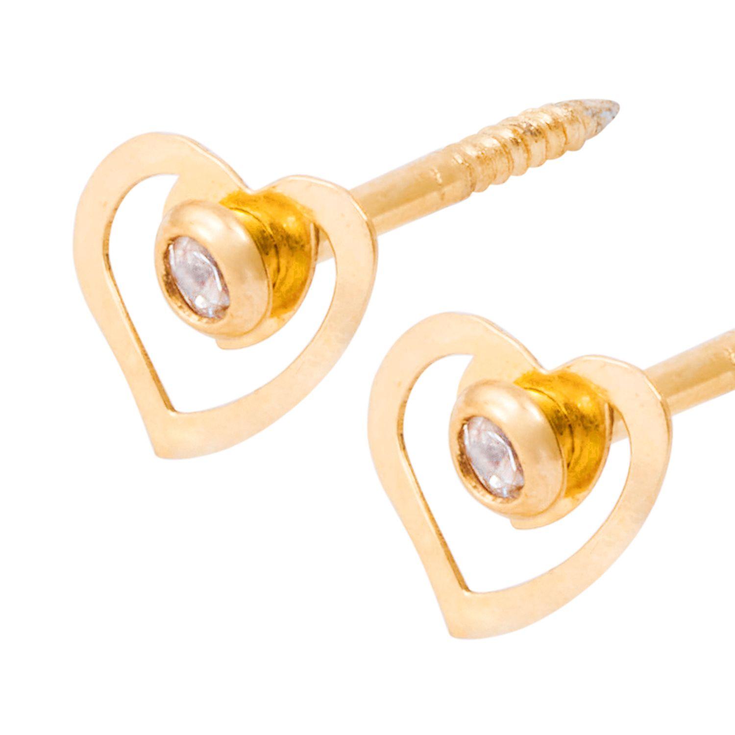 Aros de Oro Amarillo 18kt Corazón con Circonita-1