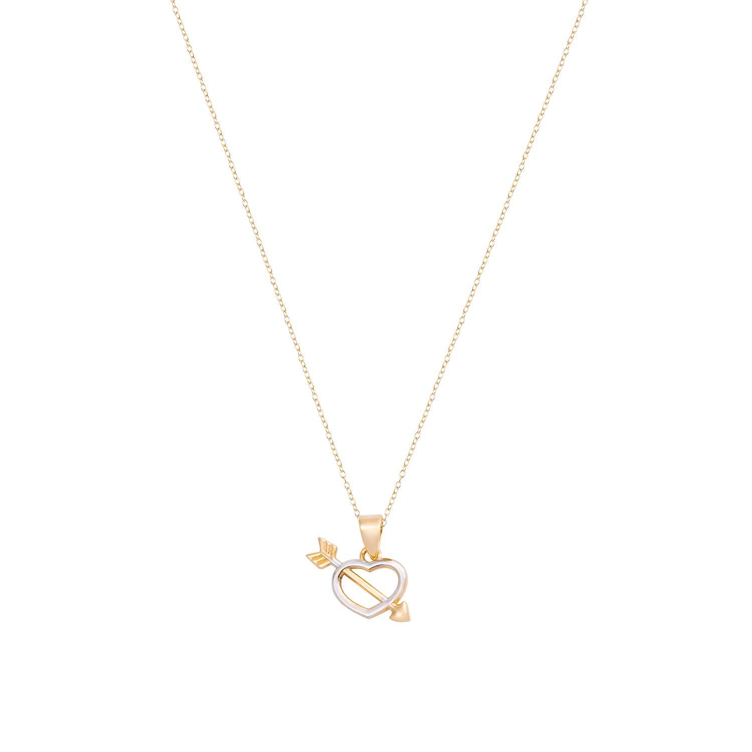 Collar Oro Bicolor 18kt Corazón y Flecha-2