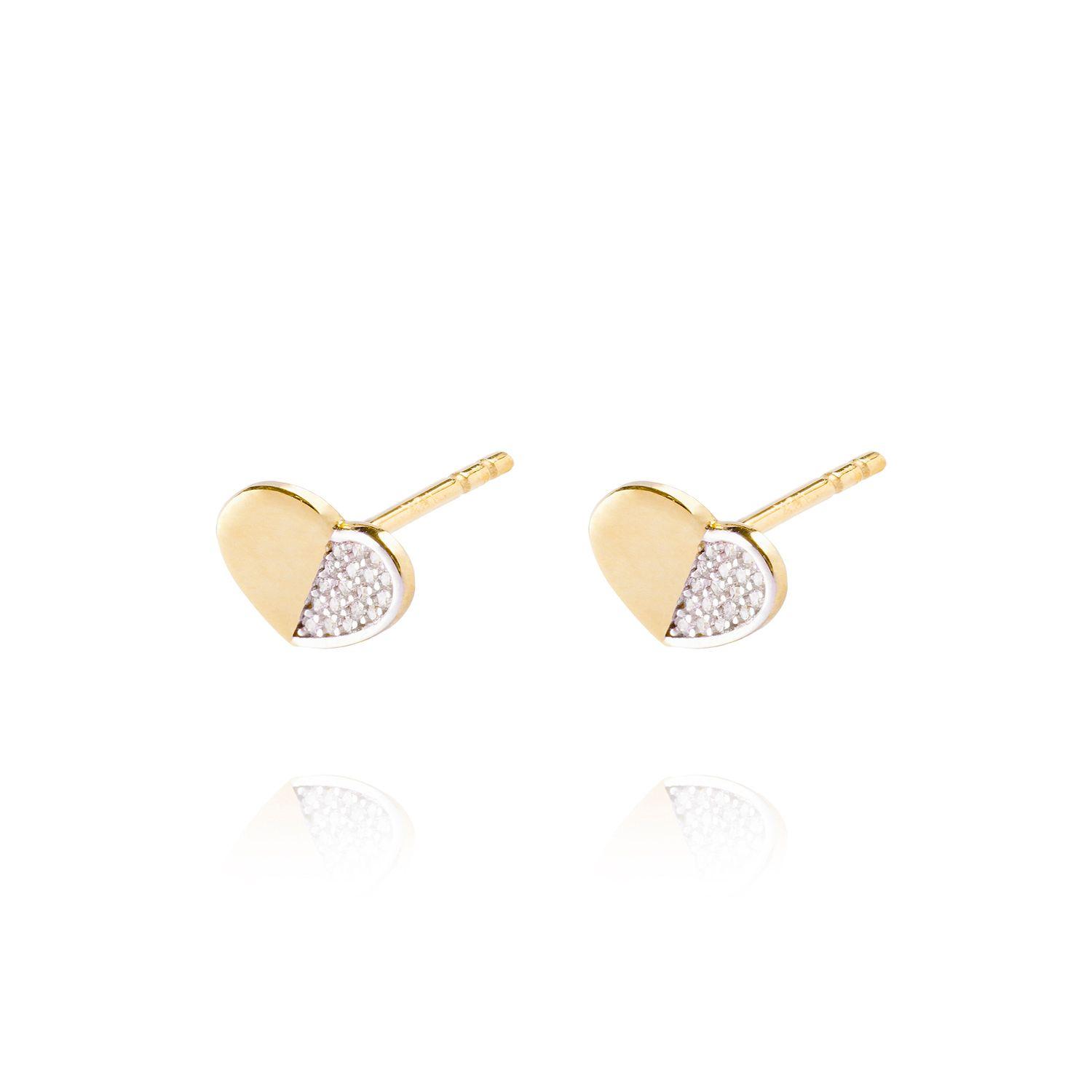 Aros de Oro 18kt Corazón mitad circón-1