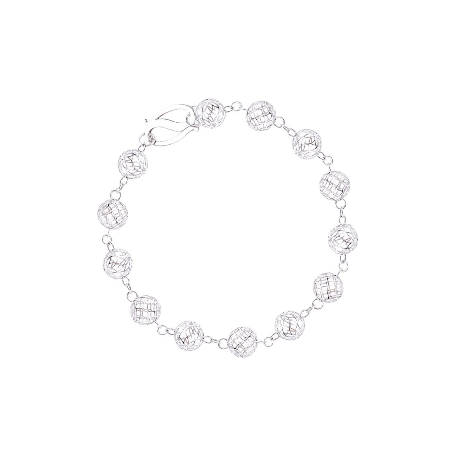 Pulsera Oro Blanco 18kt Esferas-2