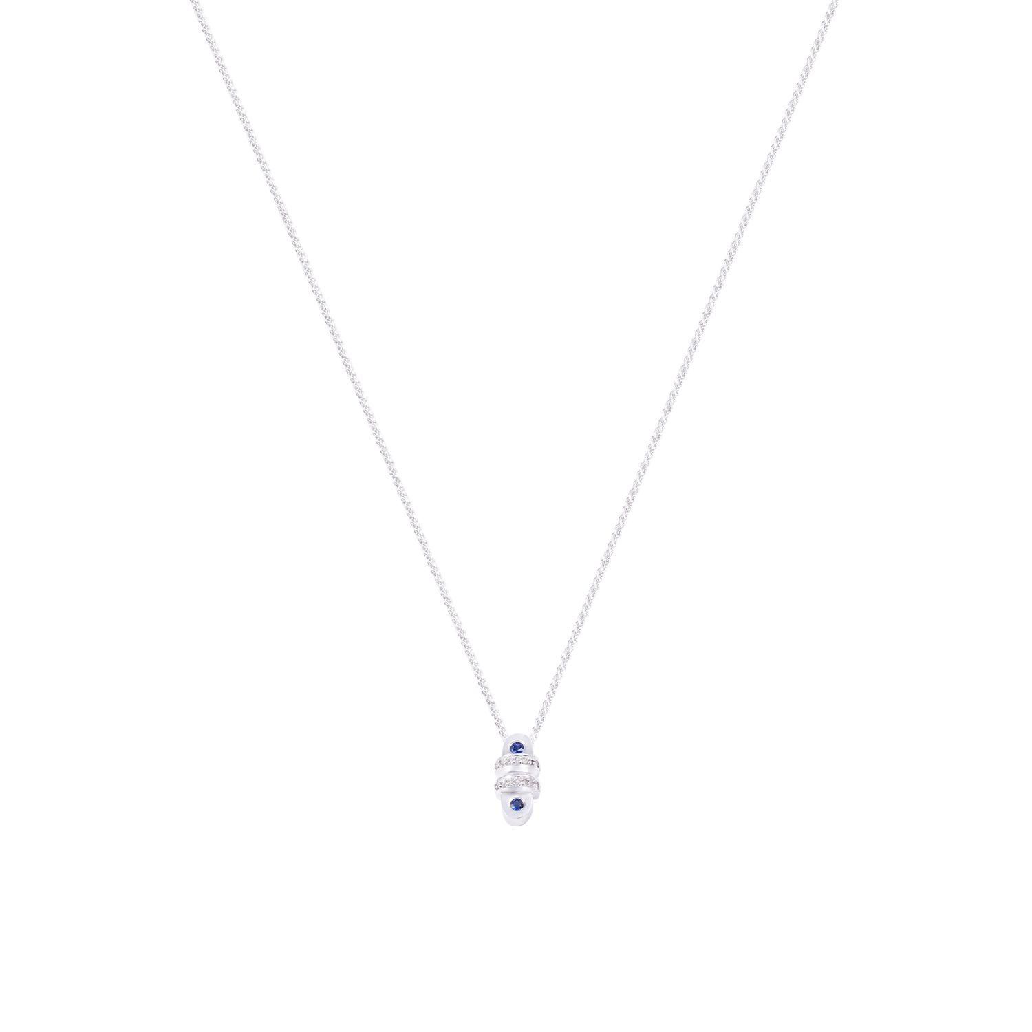 Colgante Oro Blanco 18kt Diseño Zafiros 12x0,75 Pts-2