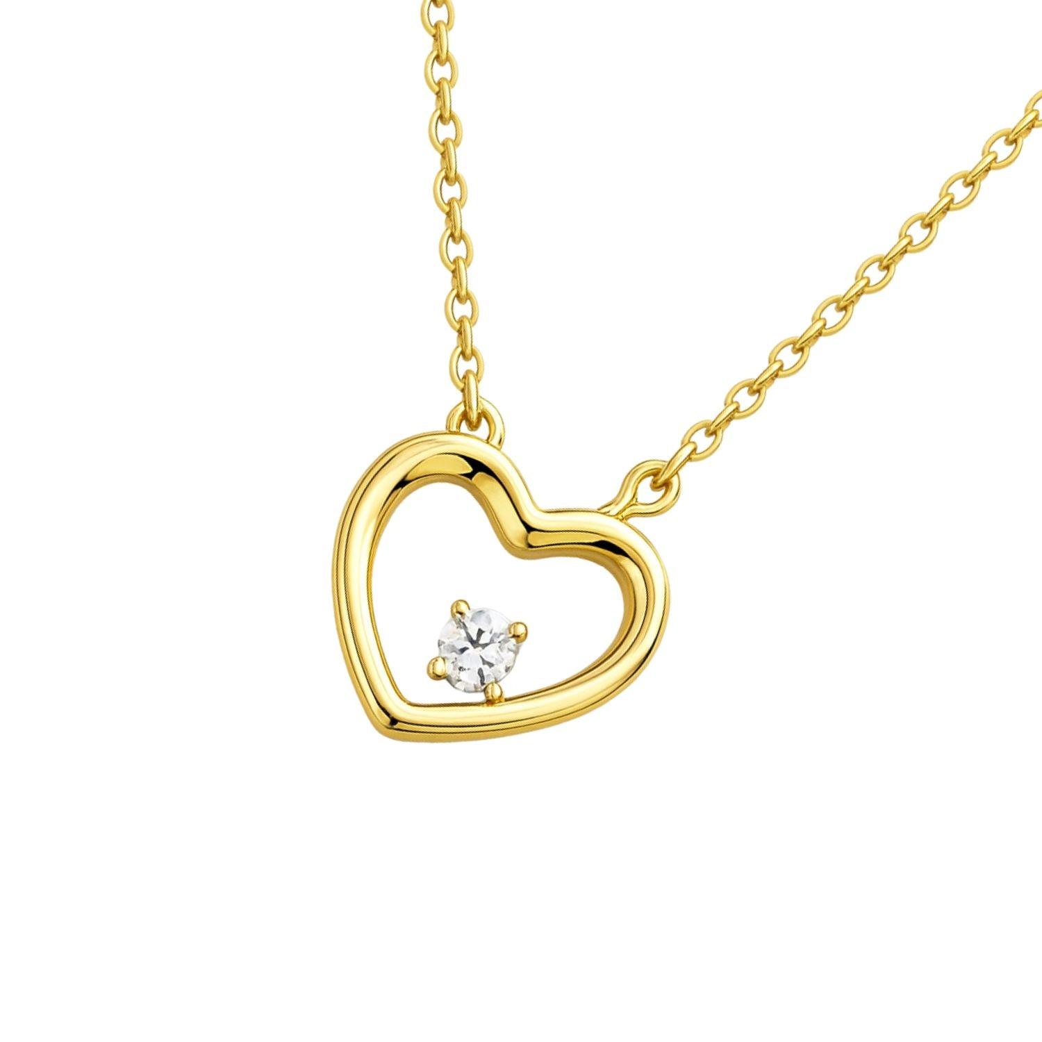 Collar Revestido en Oro 18kt Corazón Abierto Circonita-2