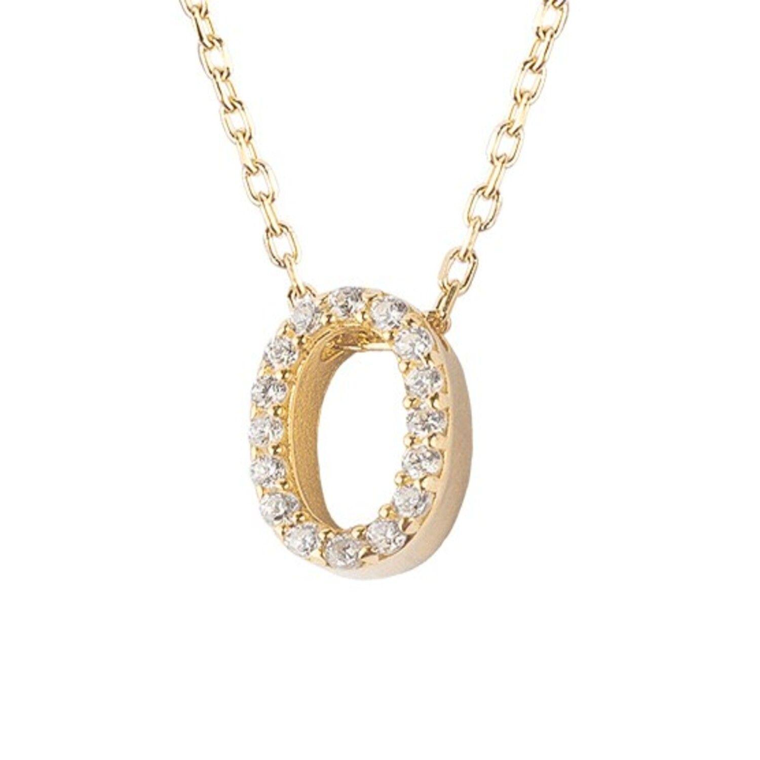 Collar de Plata Esterlina 925 Letra O Revestido en Oro 18kt-1