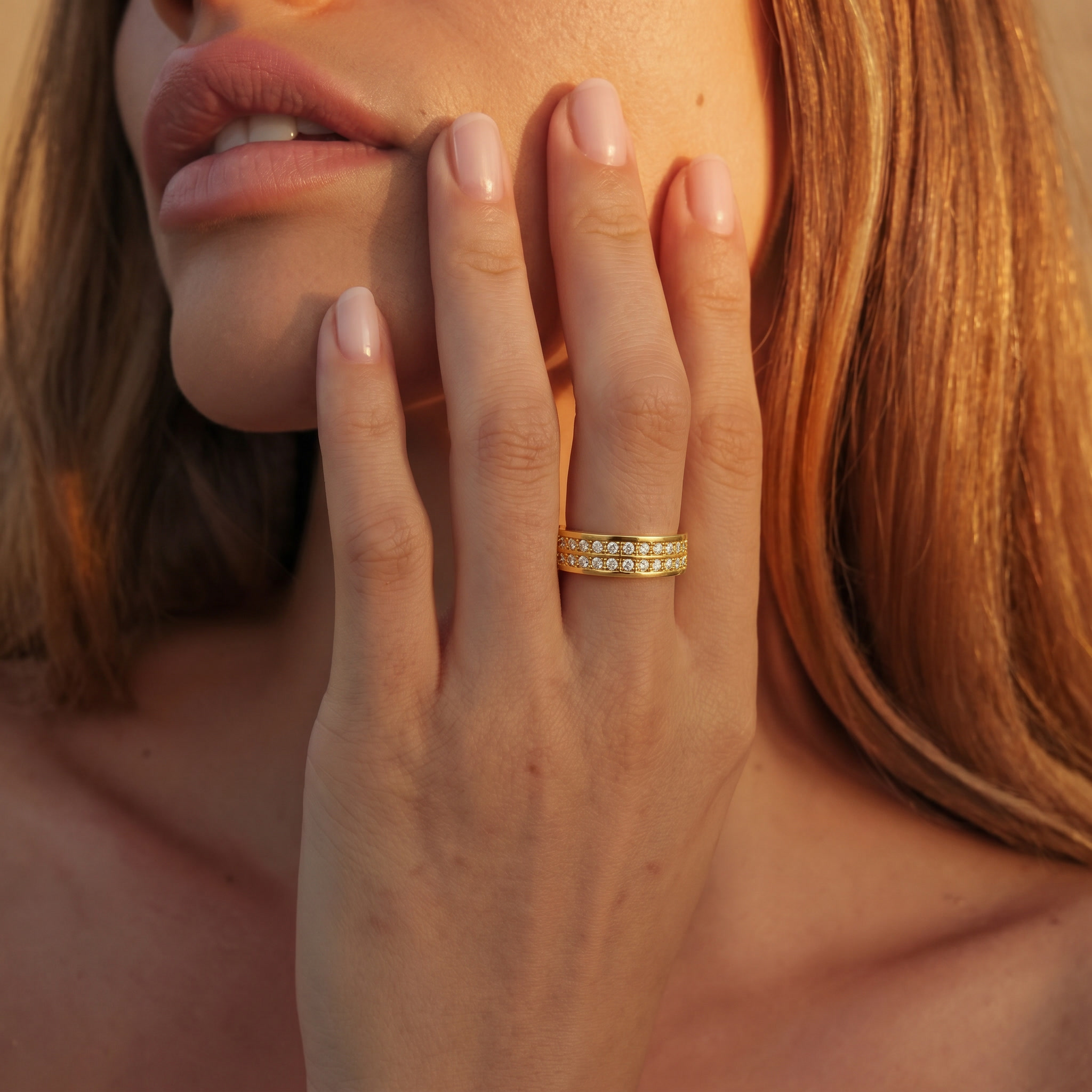 Anillo Compromiso de Oro 18Kt Doble Circón Riel-3