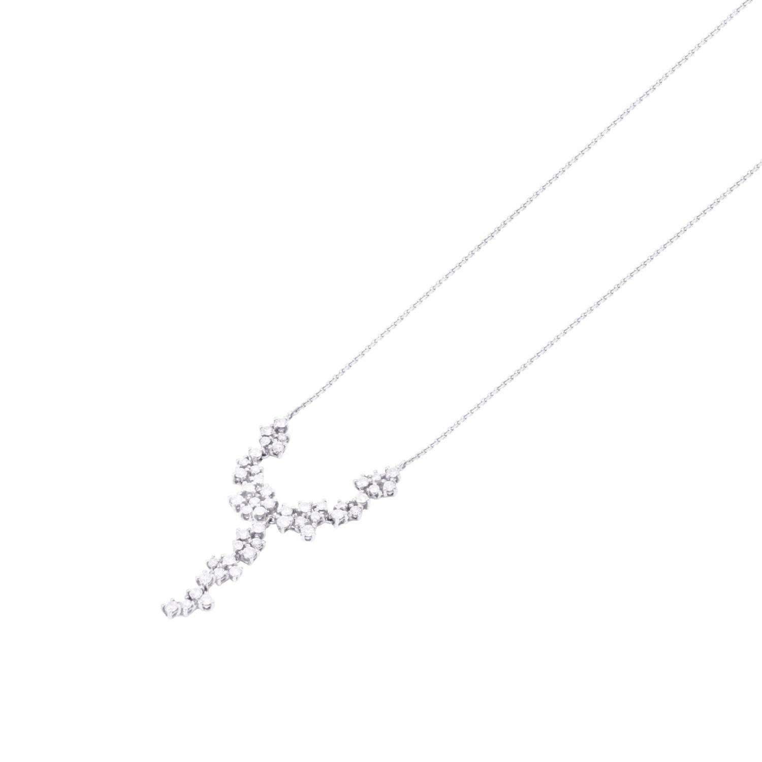 Collar Oro Blanco 18kt Diseño de Diamantes Colgantes 106 Pts-0