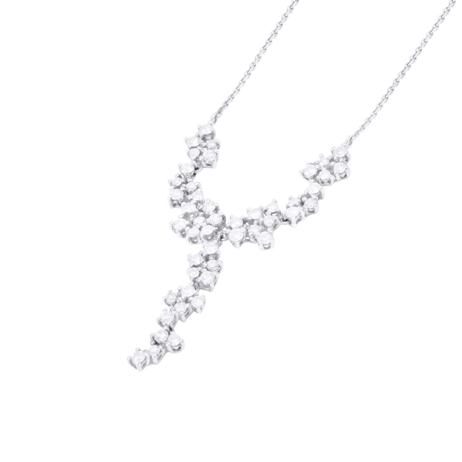 Collar Oro Blanco 18kt Diseño de Diamantes Colgantes 106 Pts-1