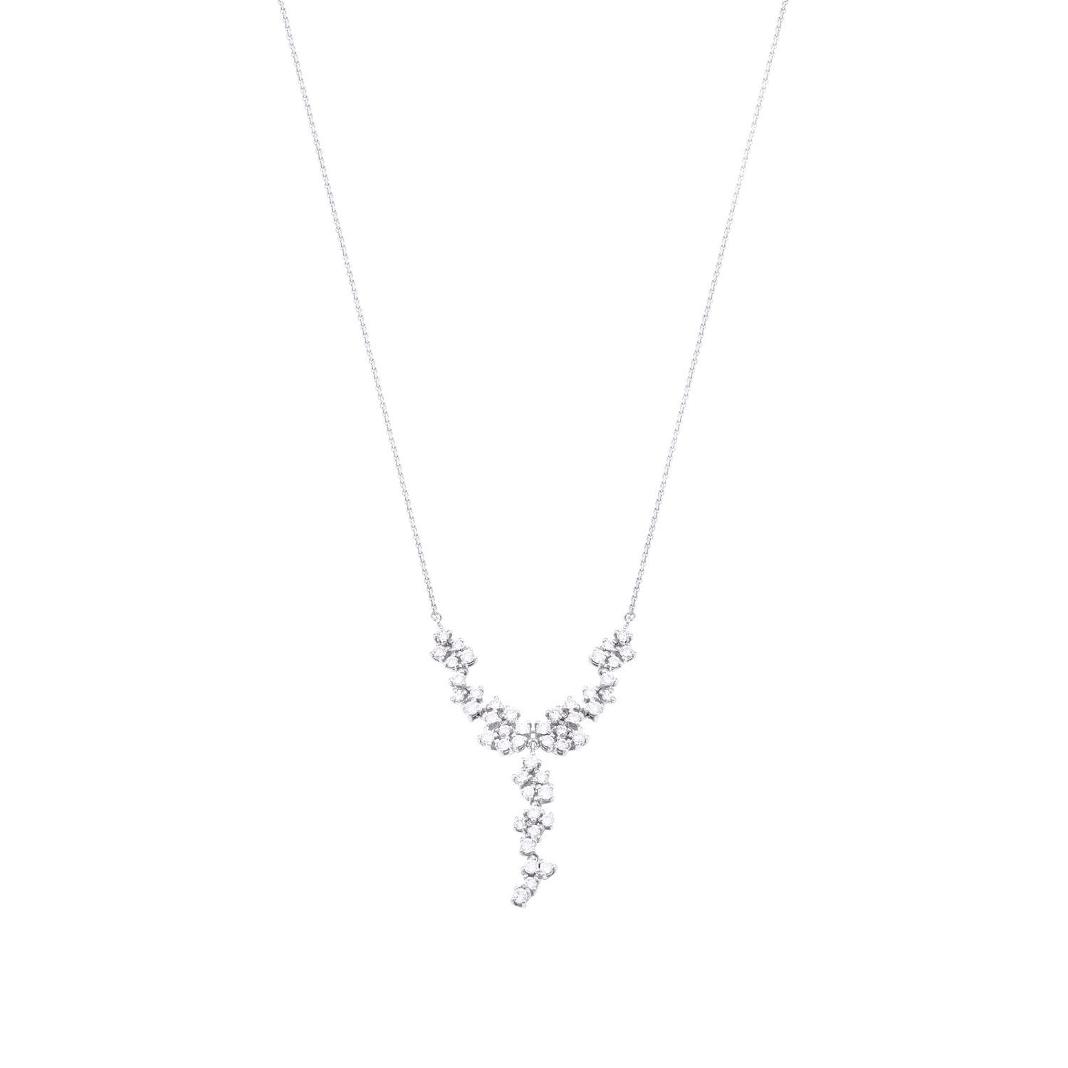 Collar Oro Blanco 18kt Diseño de Diamantes Colgantes 106 Pts-2