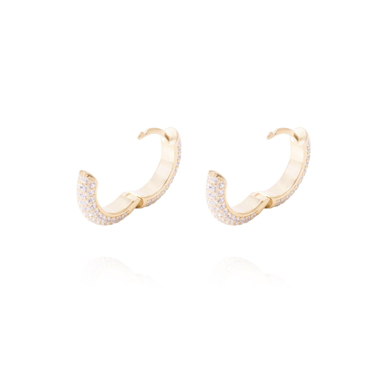 Aros de Plata Esterlina Argollas Brillante Circón Revestida en Oro 18kt-2