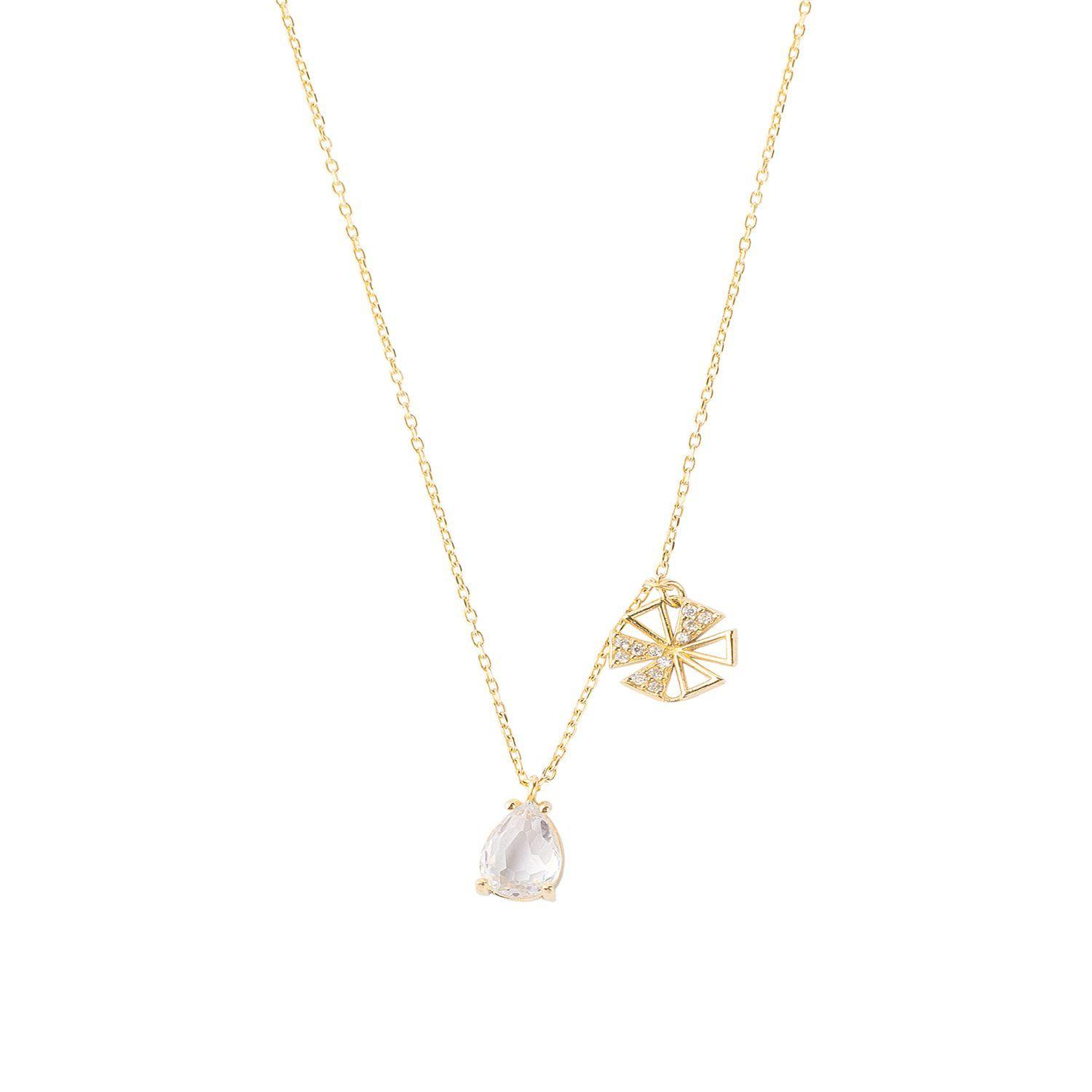 Collar de Plata Esterlina 925 Gota Flor Bañado en Oro 18kt-2