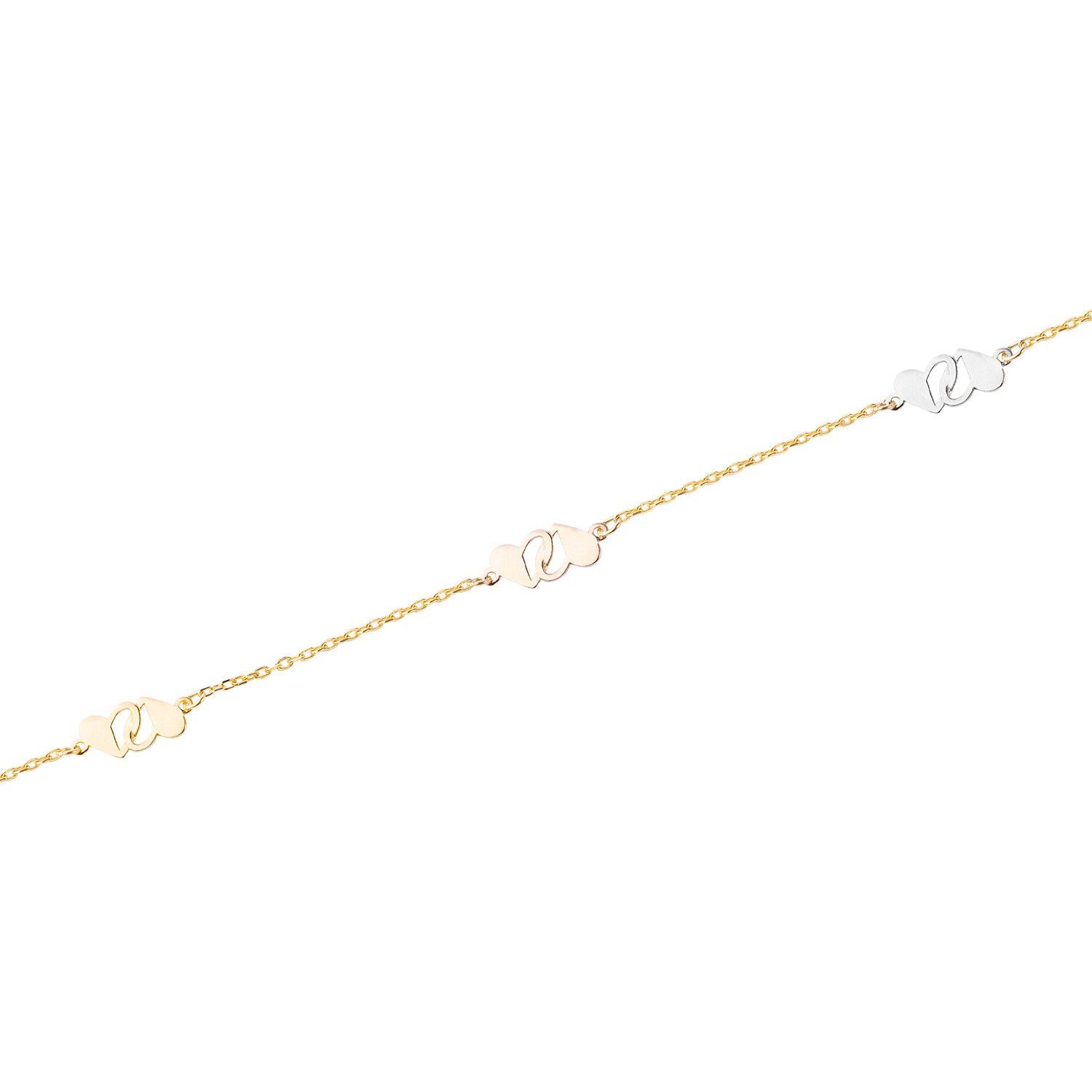 Pulsera Oro Tricolor 18kt Modelo Corazón Doble-2