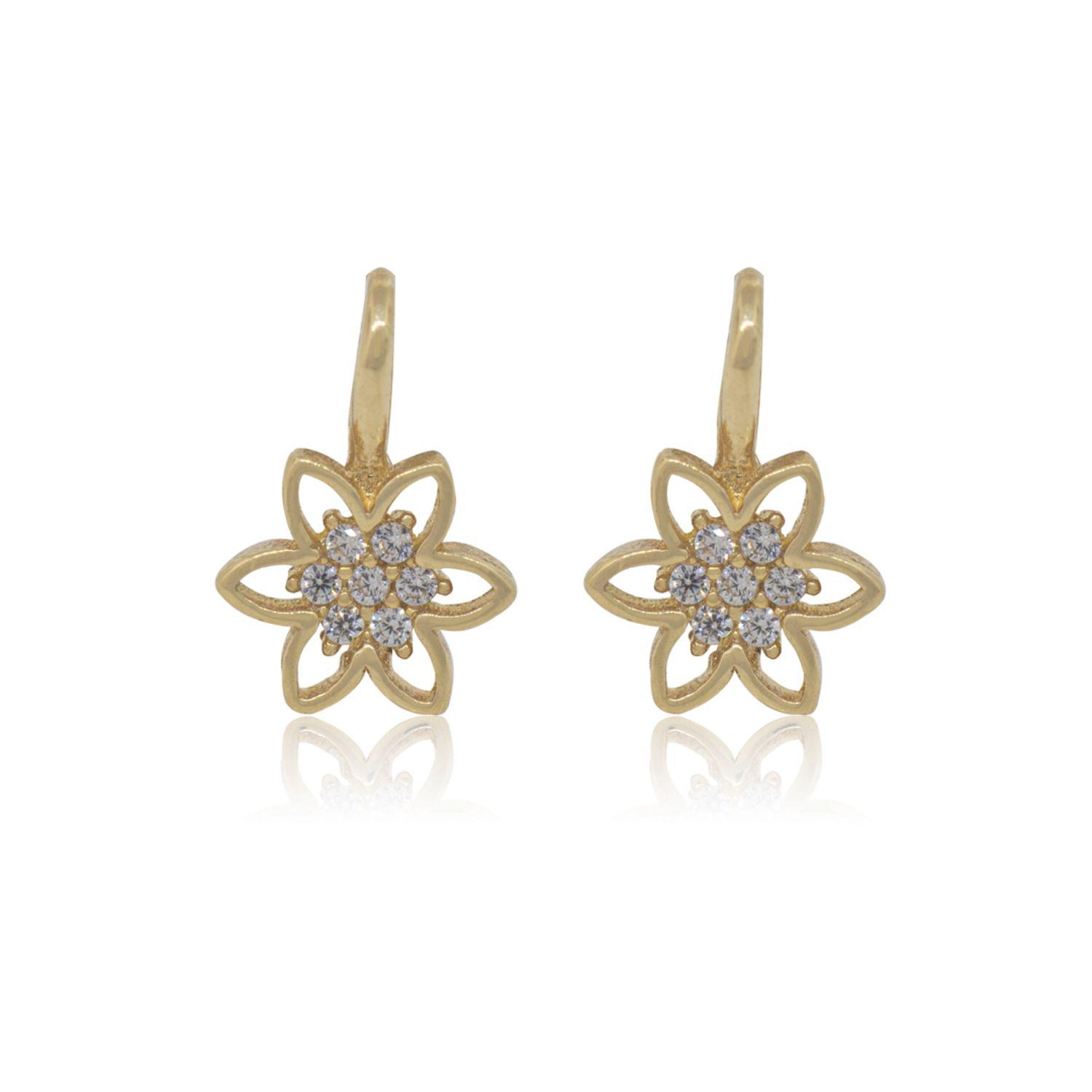 Aros de Oro 18kt Flor Colgante Circones-0