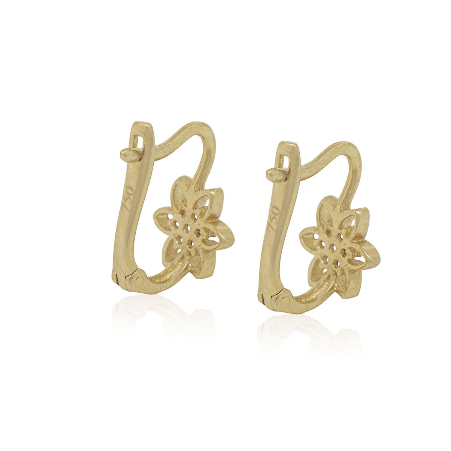 Aros de Oro 18kt Flor Colgante Circones-2