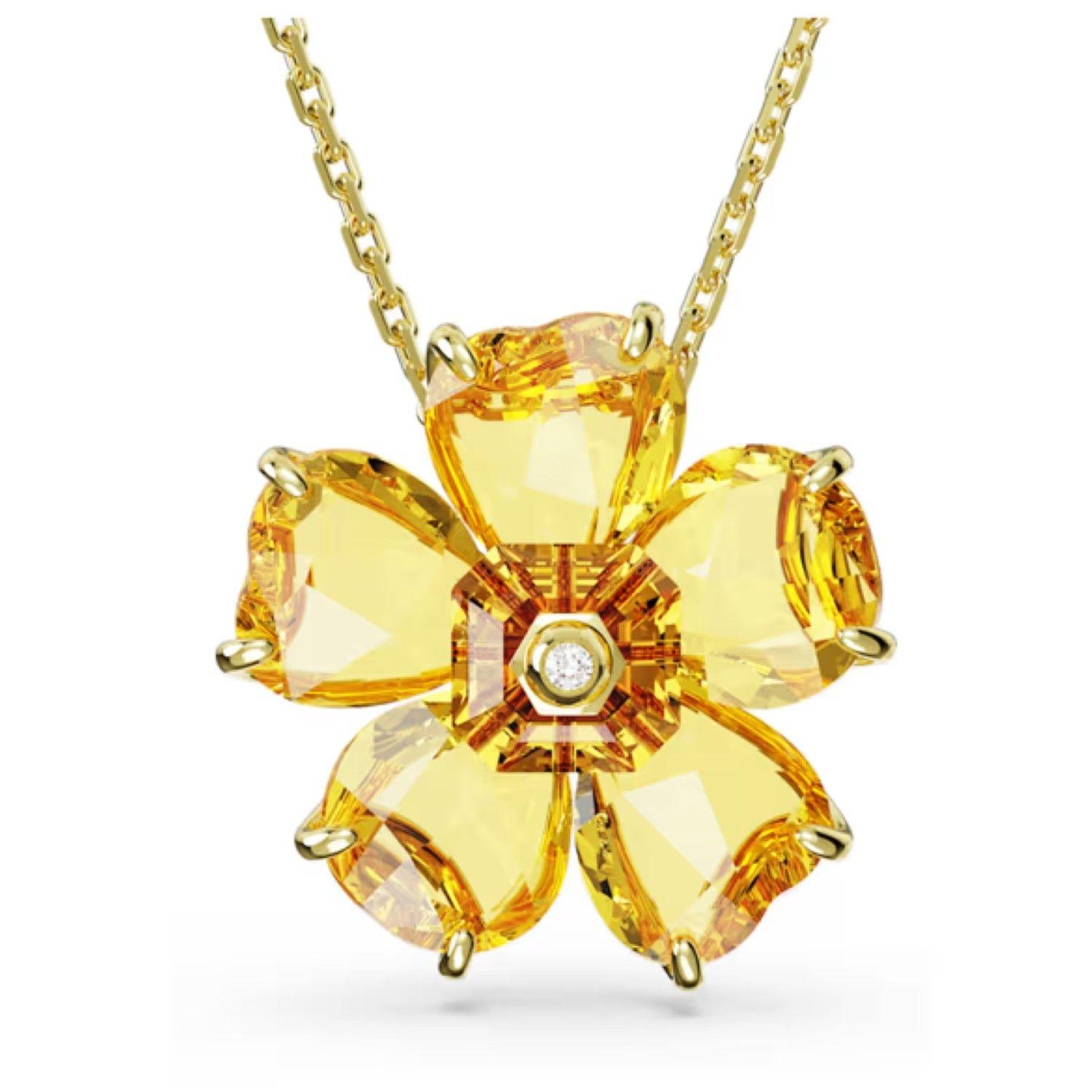 Cadena Swarovski Colgante Flor Amarilla Idyllia-0