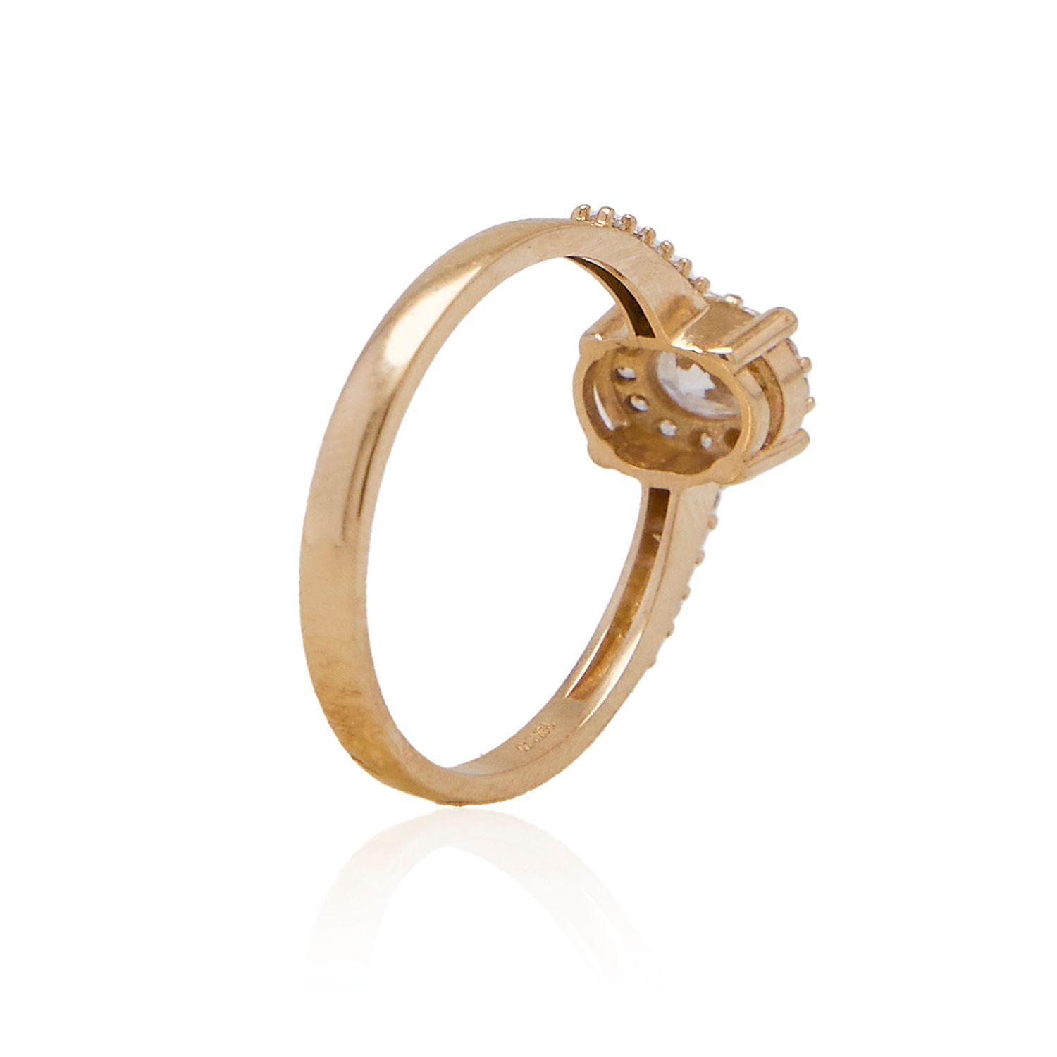 Anillo de oro 18kt Circón Riel y Solitario-2