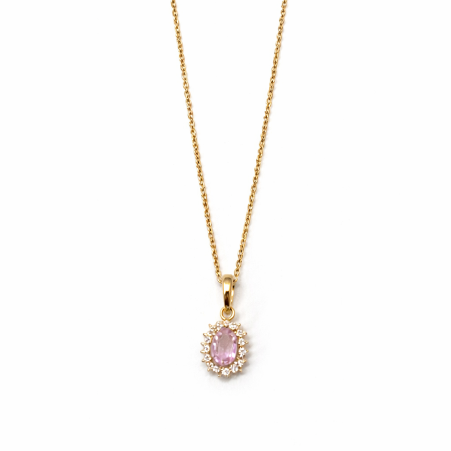 Colgante Oro Amarillo 18kt Roseta Rosa Francia 6MM Circonita-2