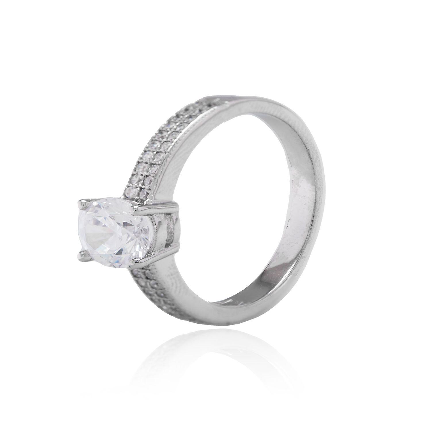 Anillo de Plata Esterlina 925 Doble Riel Solitario-1