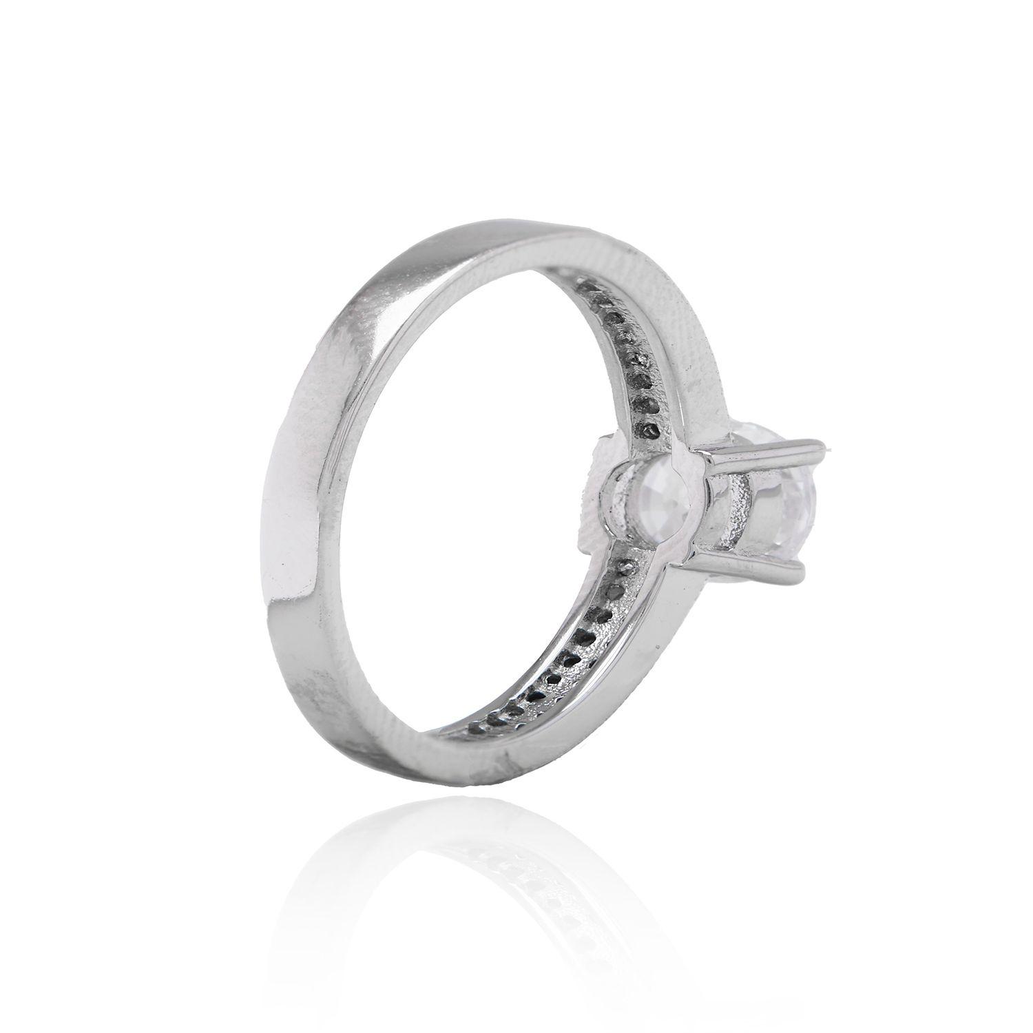 Anillo de Plata Esterlina 925 Doble Riel Solitario-2