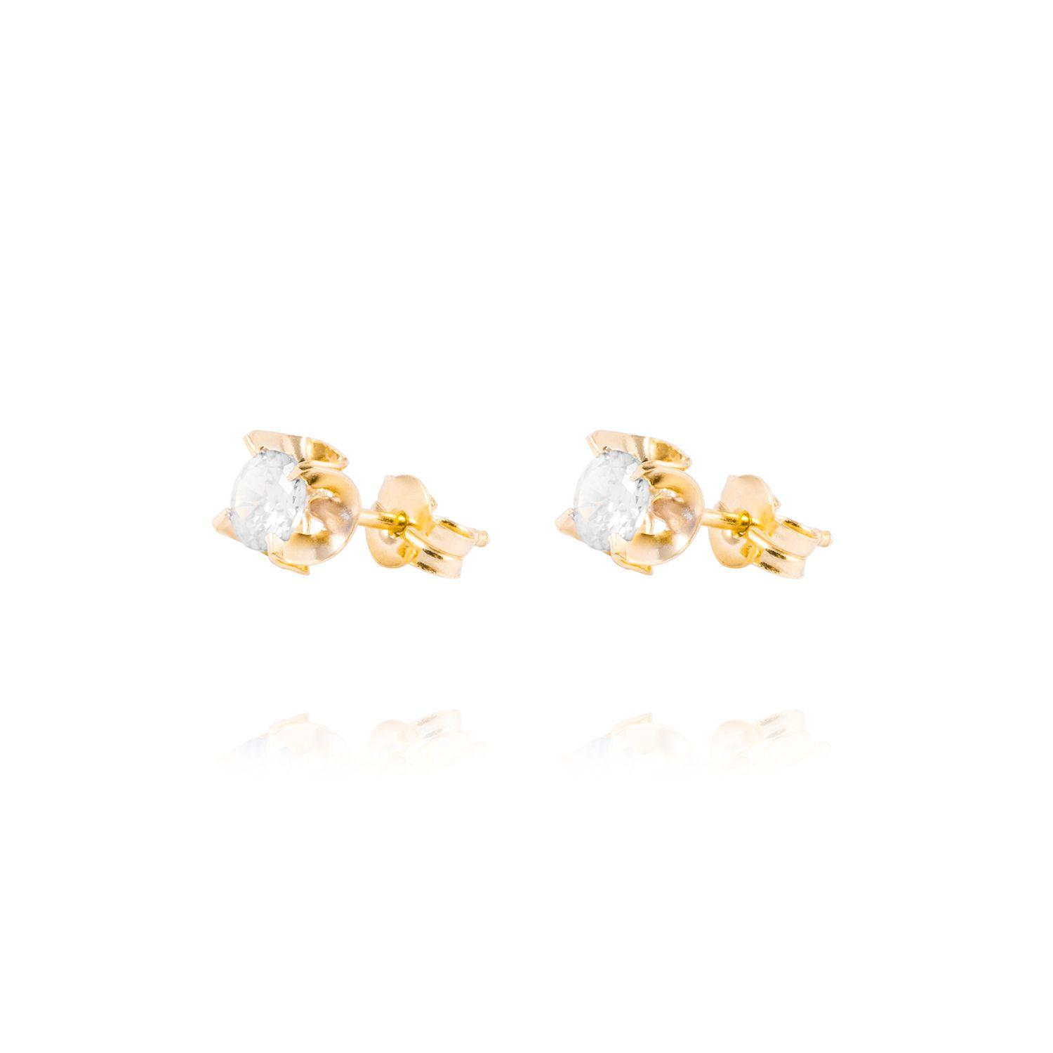 Aros de Oro 18kt Circón 4MM-0