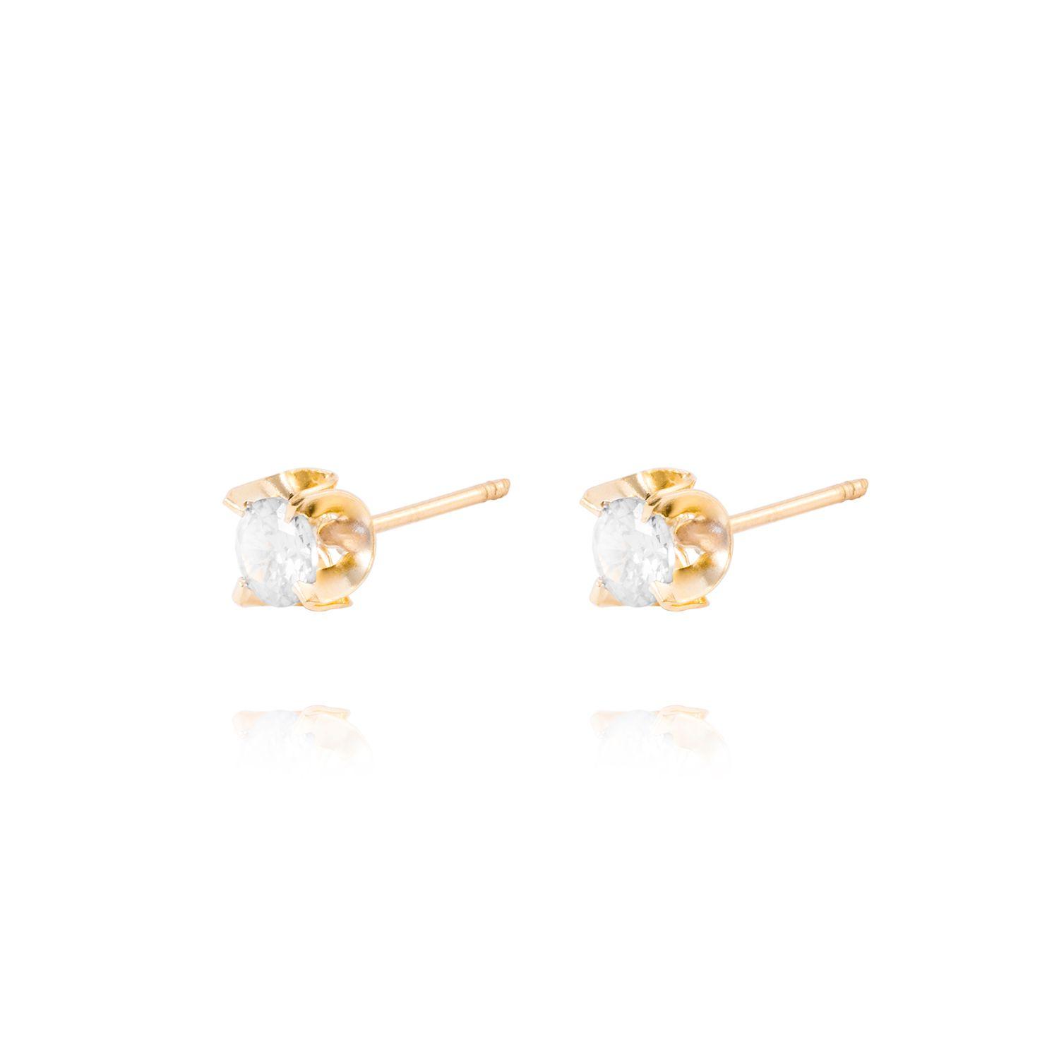 Aros de Oro 18kt Circón 4MM-1