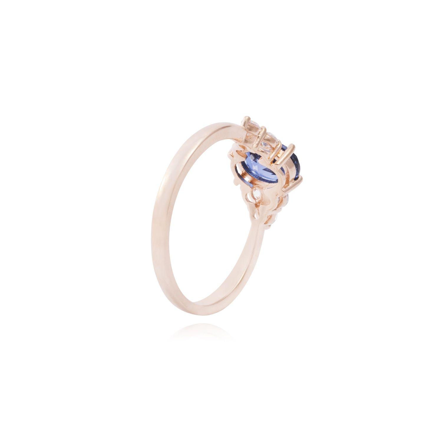 Anillo en Oro Miel 18kt Aurora Azul-2