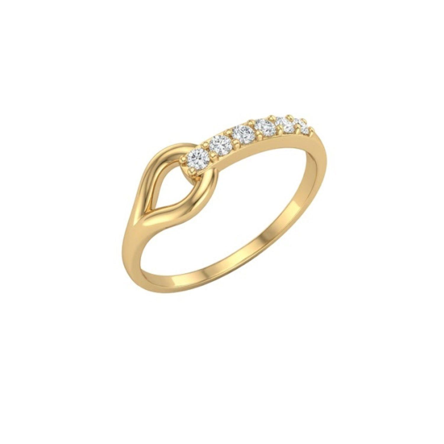 Anillo Oro Miel 18kt Entrelazado Pavé-2