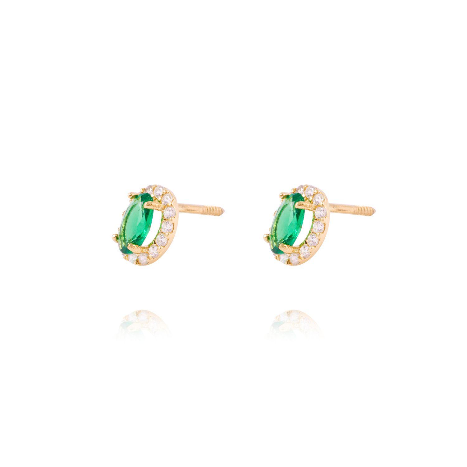 Aros de Oro de 18kt Esmeralda con Circón-1