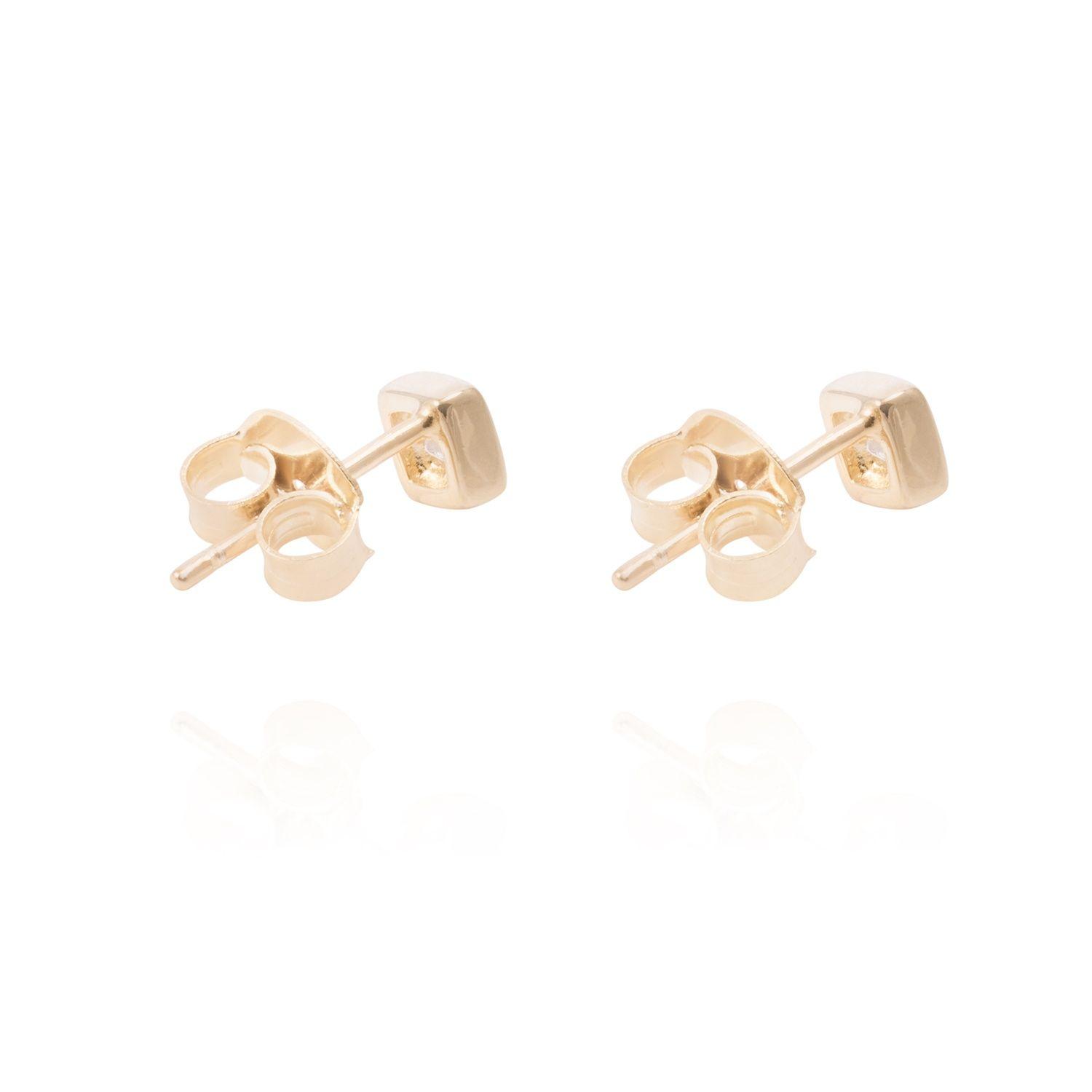 Aros de Plata Esterlina Cuadrado Corazón Con Circón Revestido en Oro 18kt-2