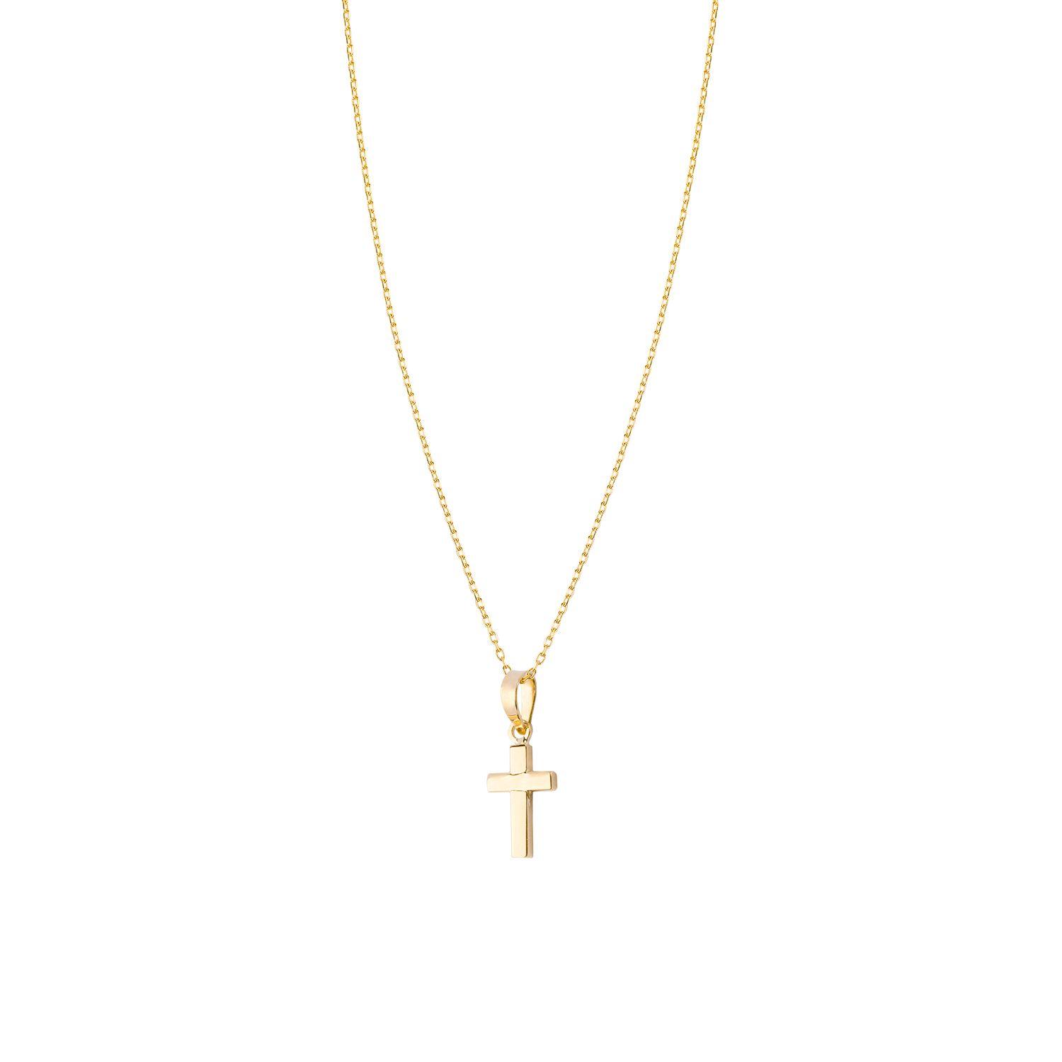 Colgante de Oro 14kt Cruz Tubo Pequeña-2