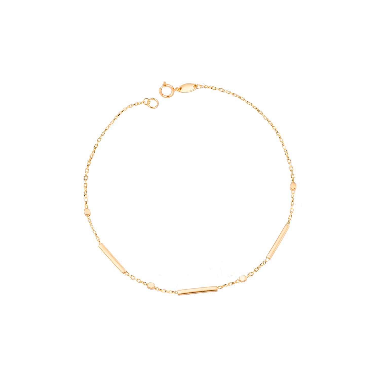 Pulsera de Oro 18kt Barras y Bolitas-2