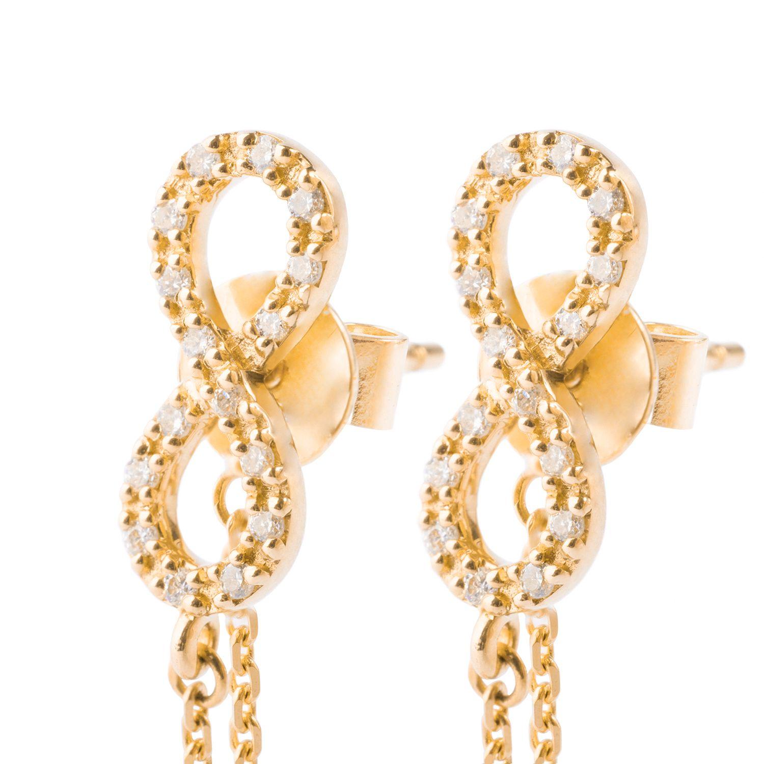 Aros de Oro 18 kt Diamante Modelo Infinito Cadena-1