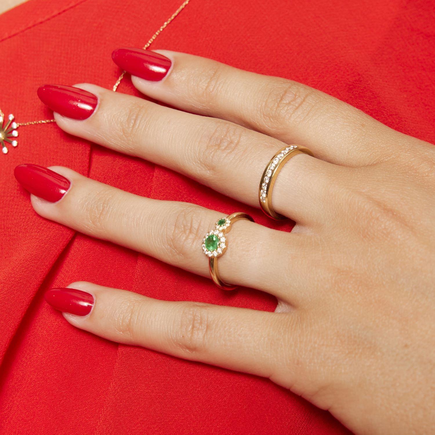 Anillo Oro Amarillo 18kt Medio Cintillo Circonita-3