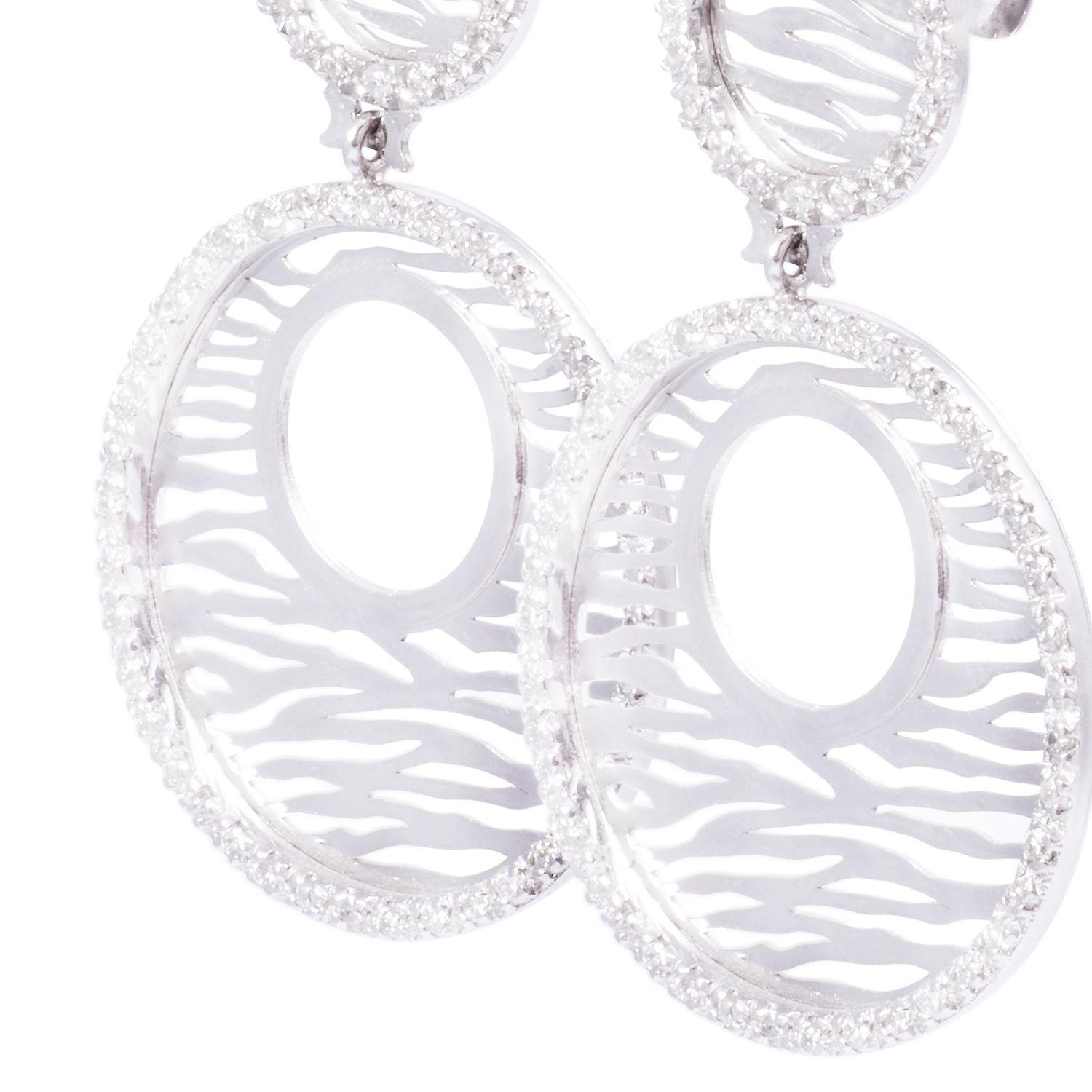 Aros Oro Blanco 18kt Dos Círculos Diamantes 1,38 Qlts-1