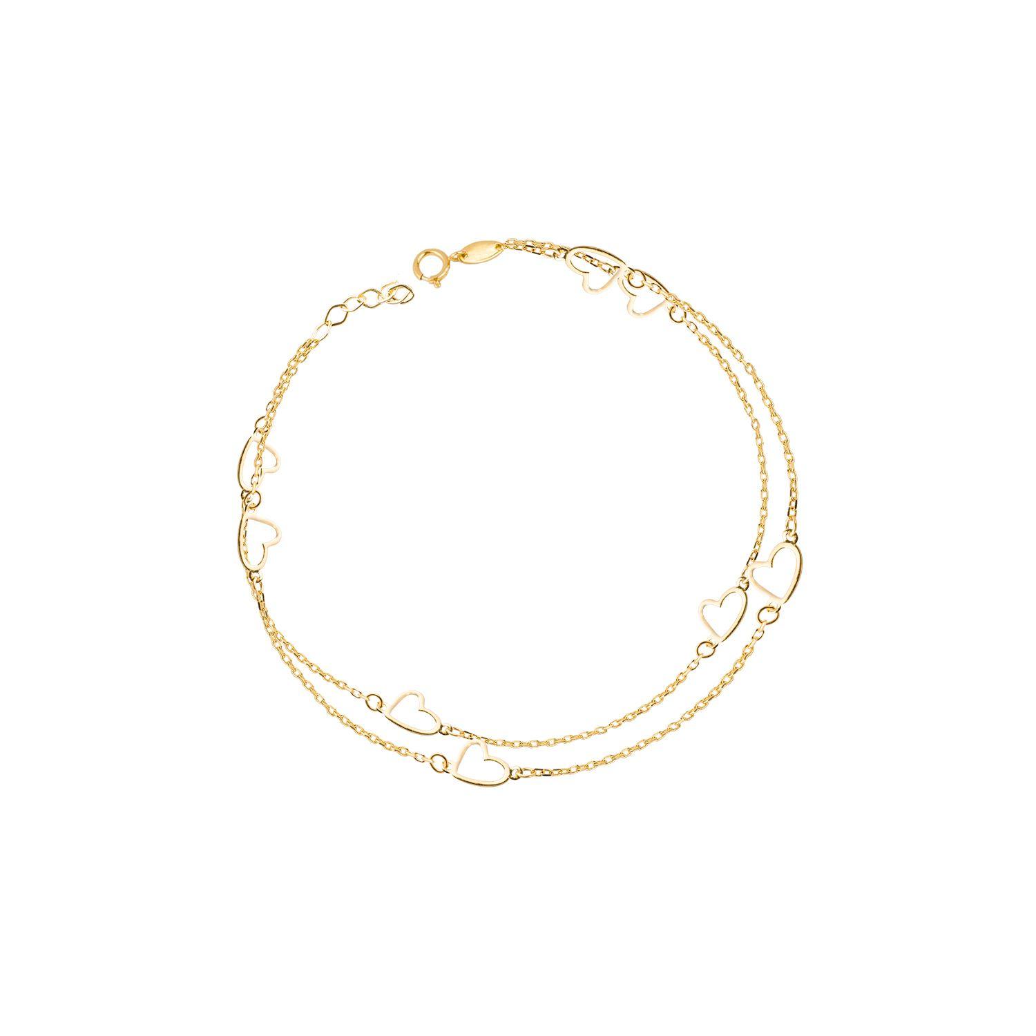 Pulseras de Oro 18kt Modelo Doble Corazón-2
