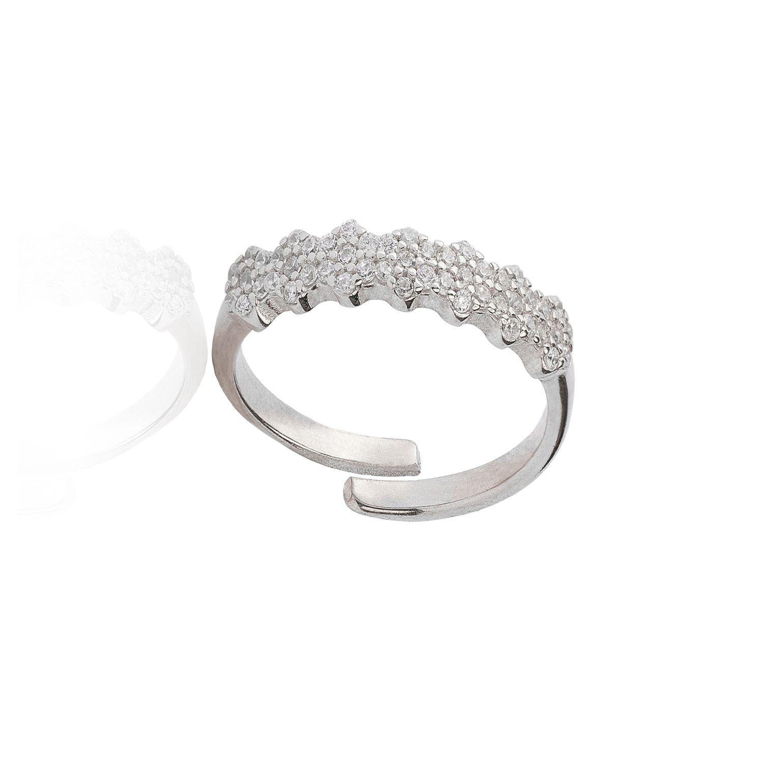 Anillo de Plata Esterlina 925 Cintillo Flores Circon-2