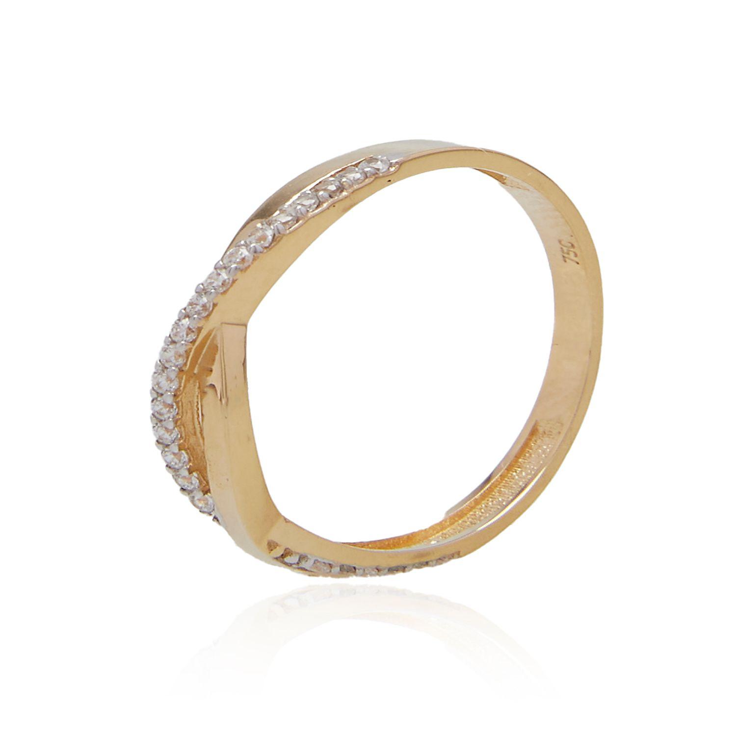 Anillo de Oro 18kt Espiral Delgado Circón-1