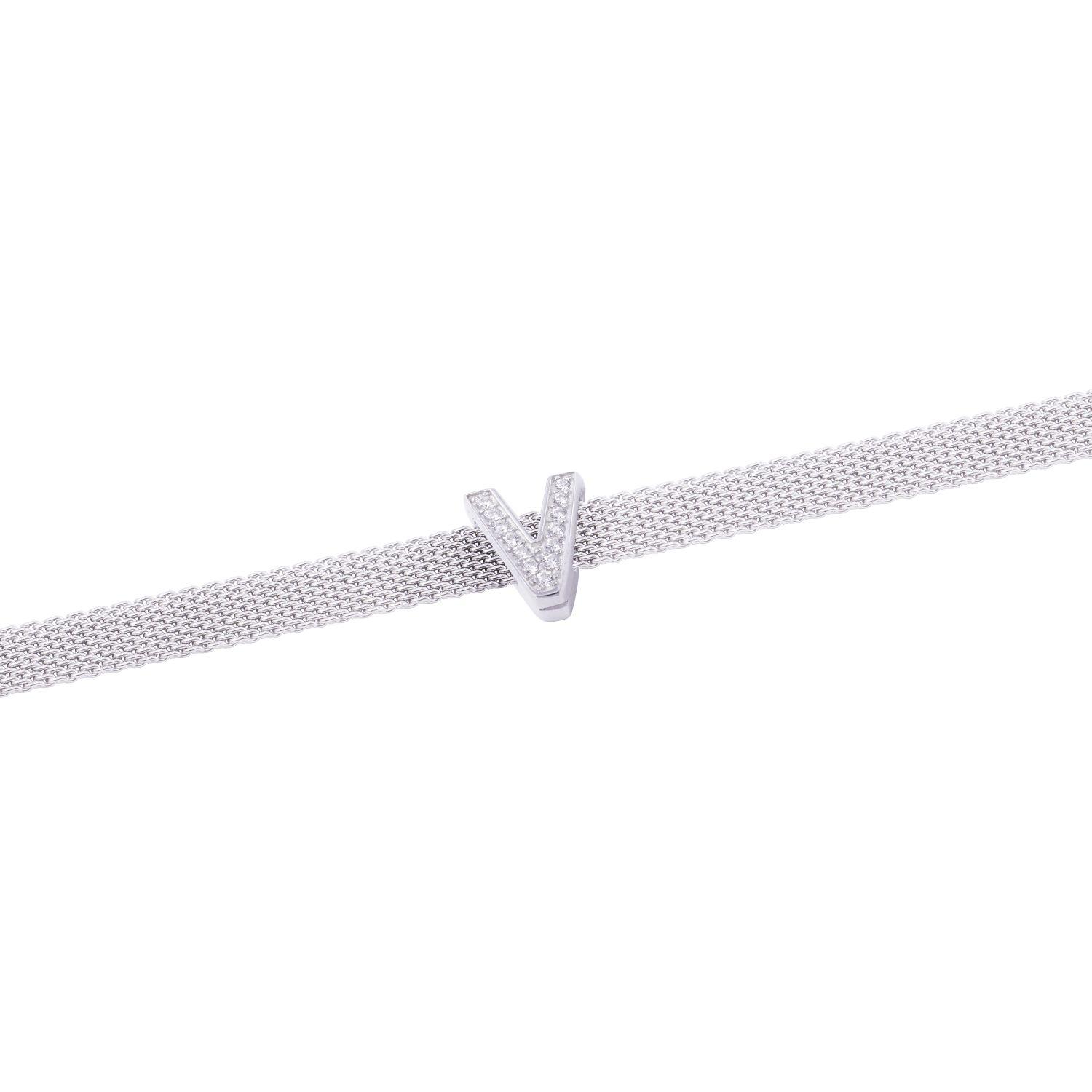 Dije de Plata broche Letra V con Circonita-2