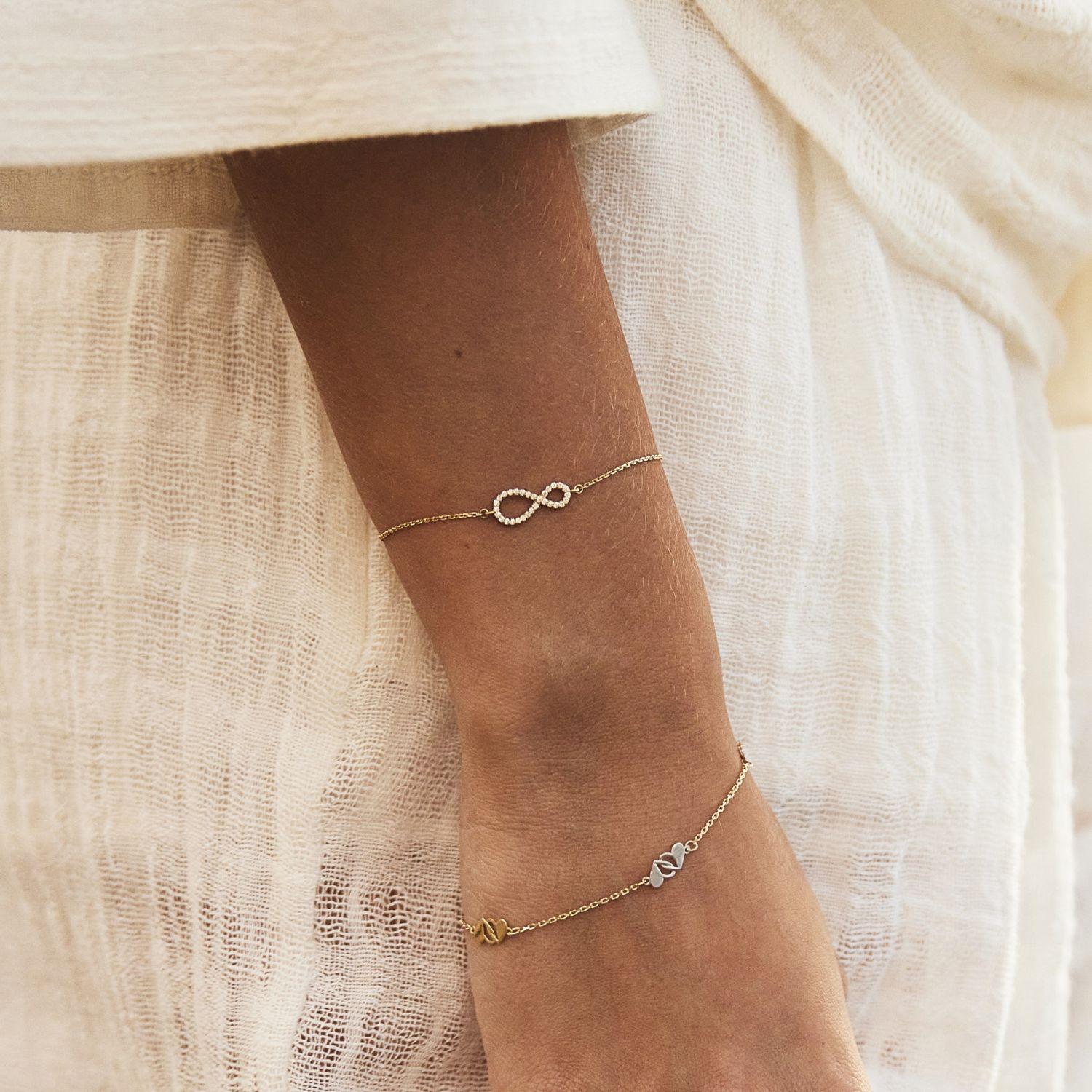 Pulsera Oro Amarillo 18kt Infinito Diamante 14 Pts-3