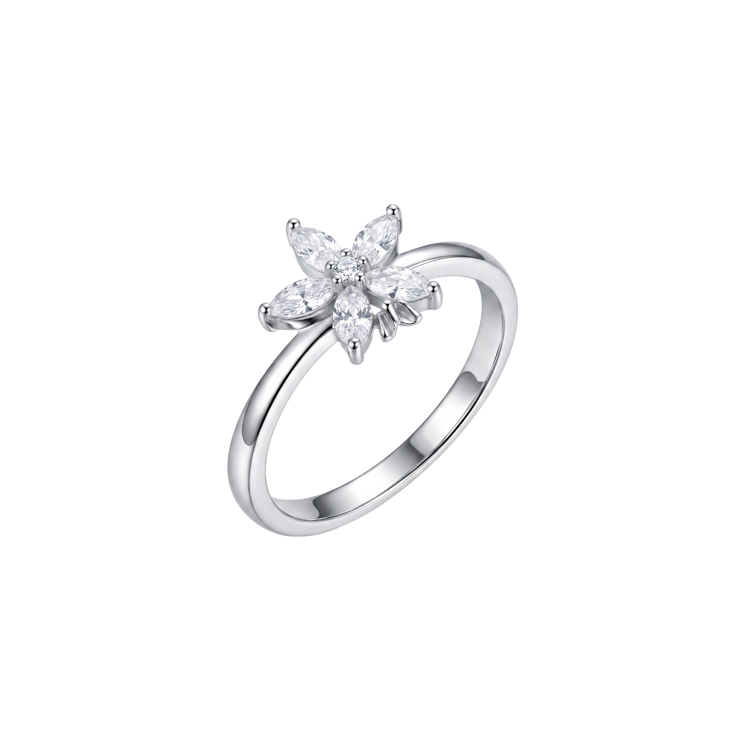 Anillo de Plata Esterlina 925 Mariposa Flor Circon-0