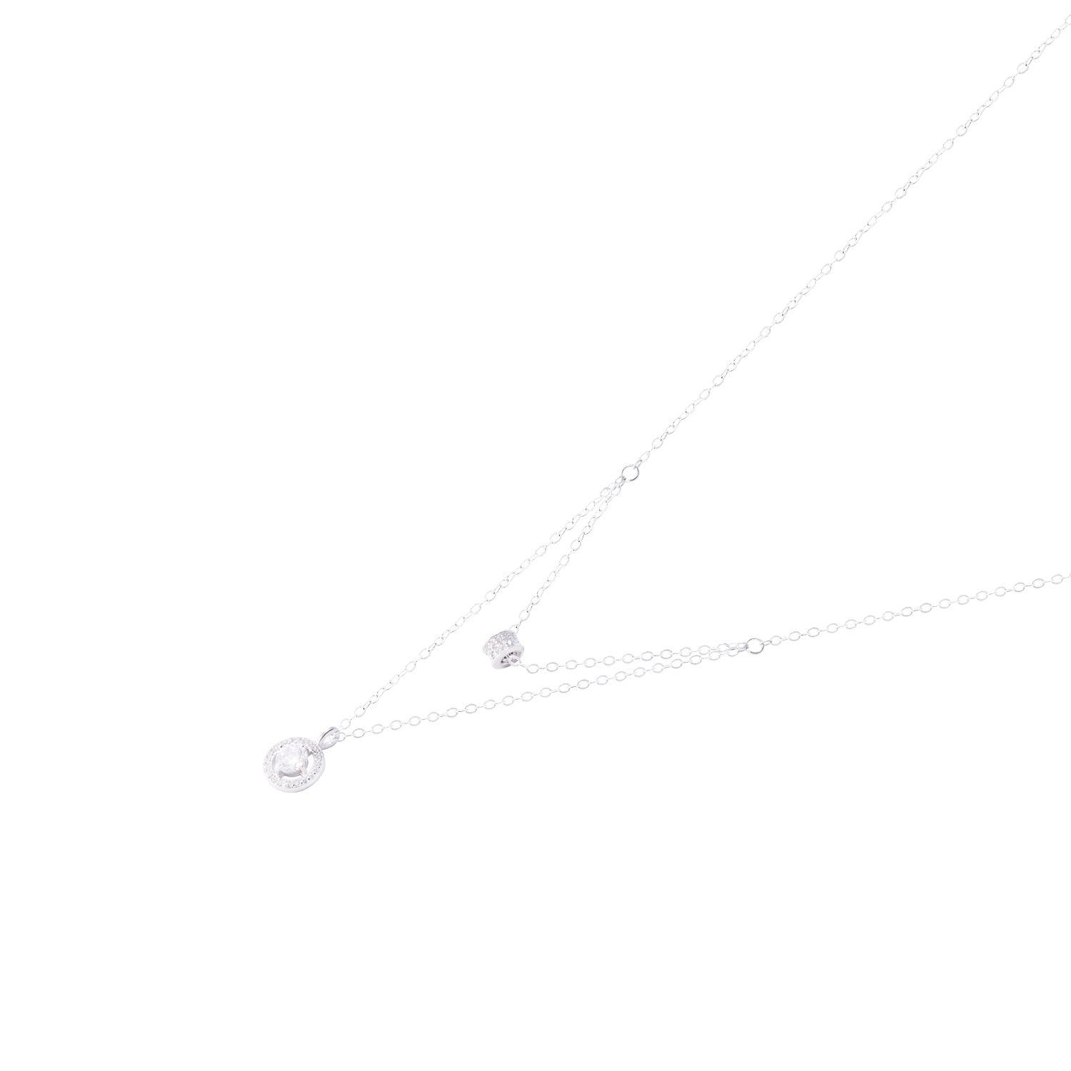 Collar de Plata Esterlina 925 Doble Capa con Circones-0