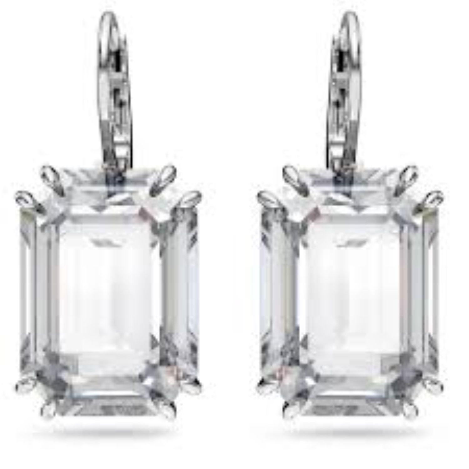 Aros Swarovski Cuadrado Blanco-0