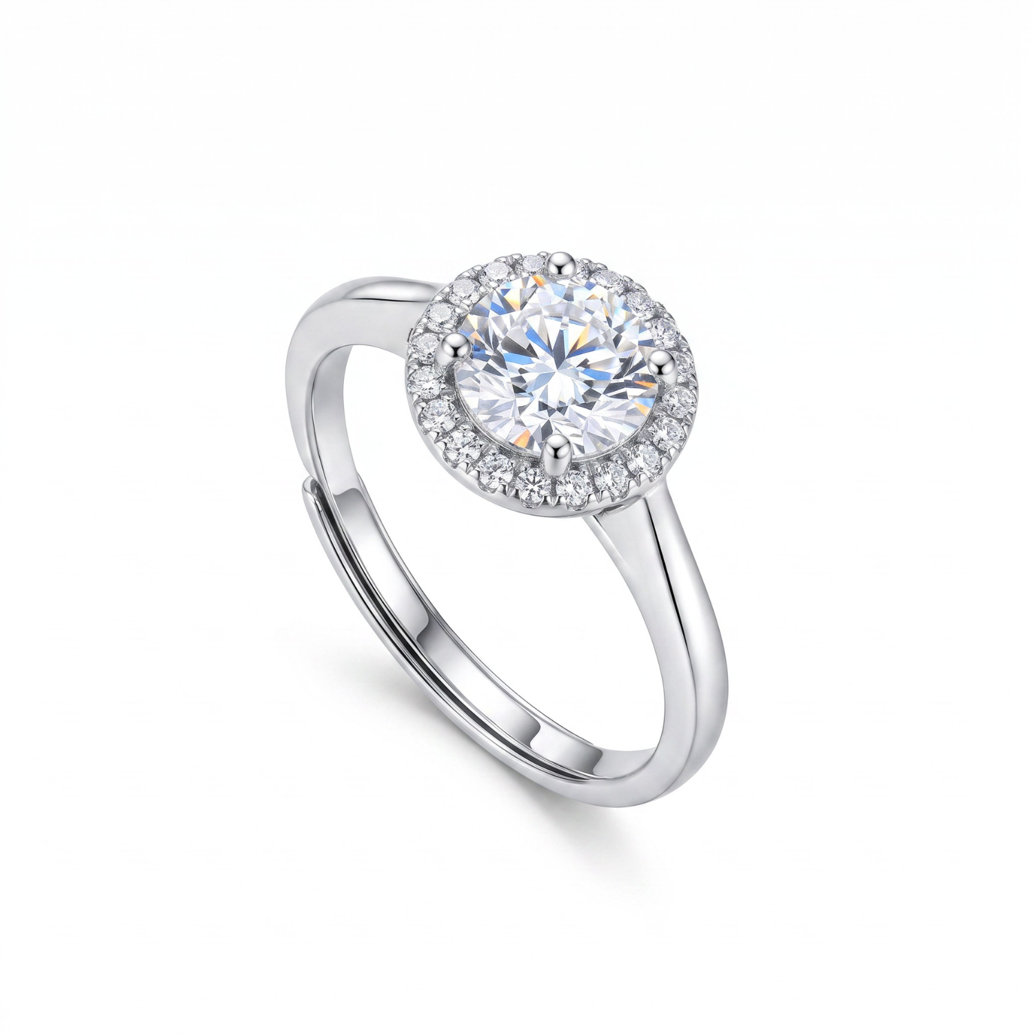 Anillo de Plata Esterlina 925 Circon 6mm Ajustable-1