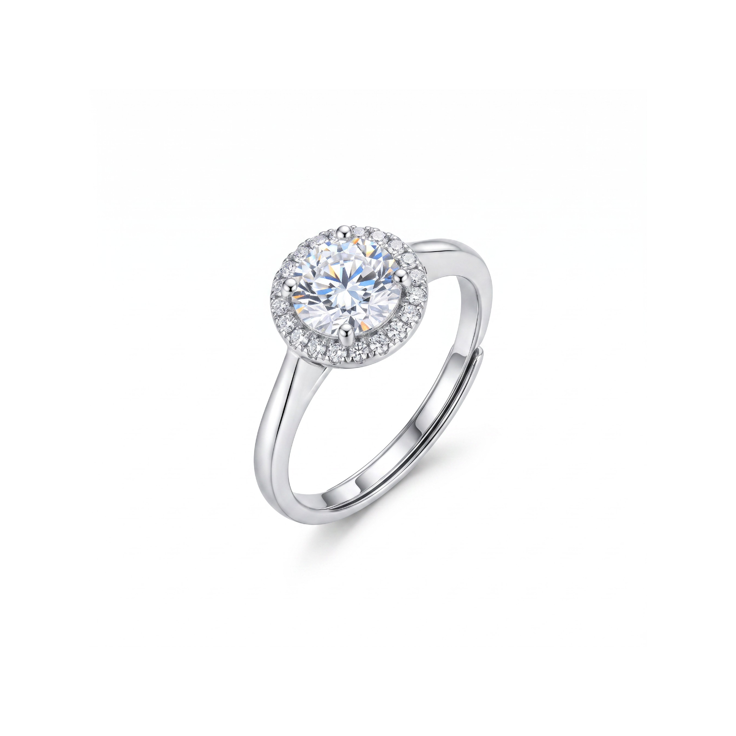 Anillo de Plata Esterlina 925 Circon 6mm Ajustable-2