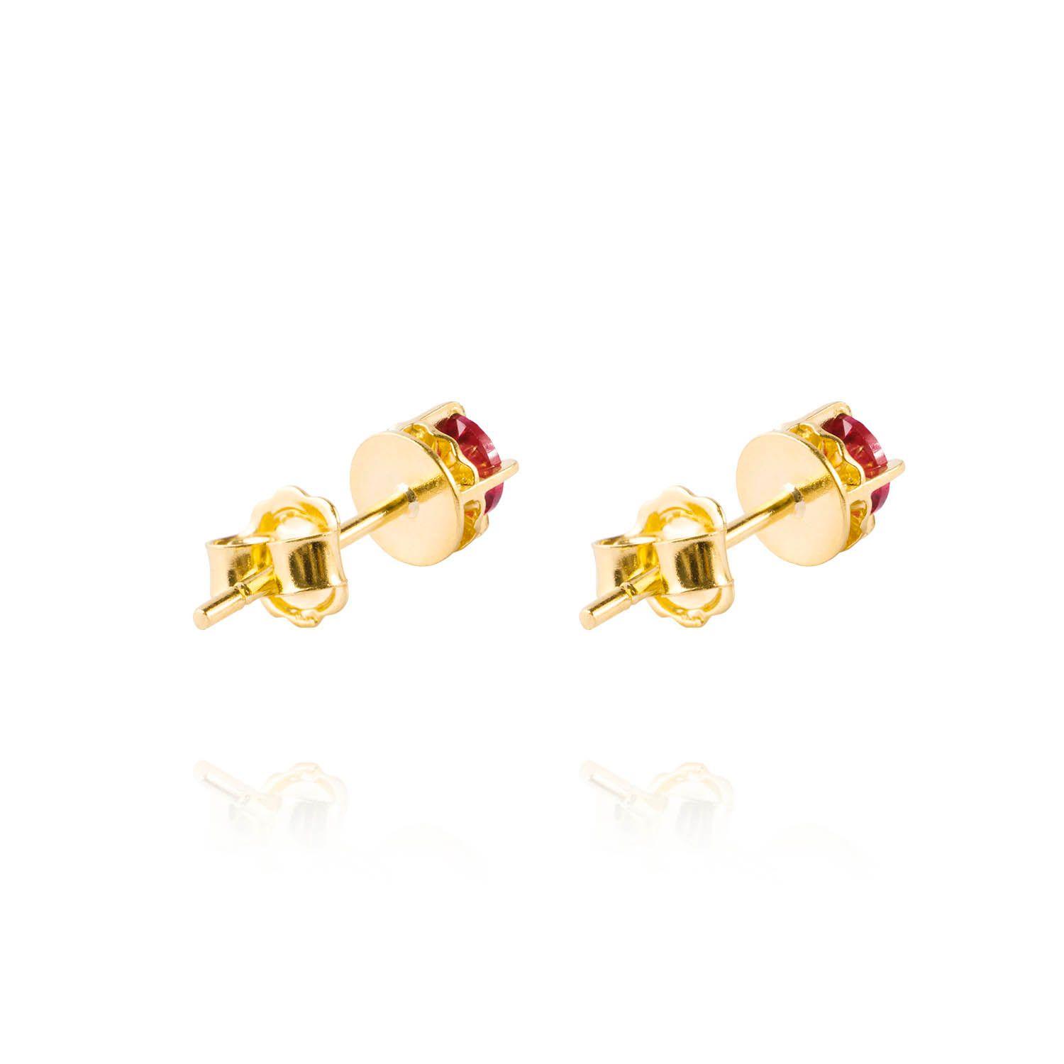 Aros de Oro 18kt Chatón de Rubi Circonita 5mm-2